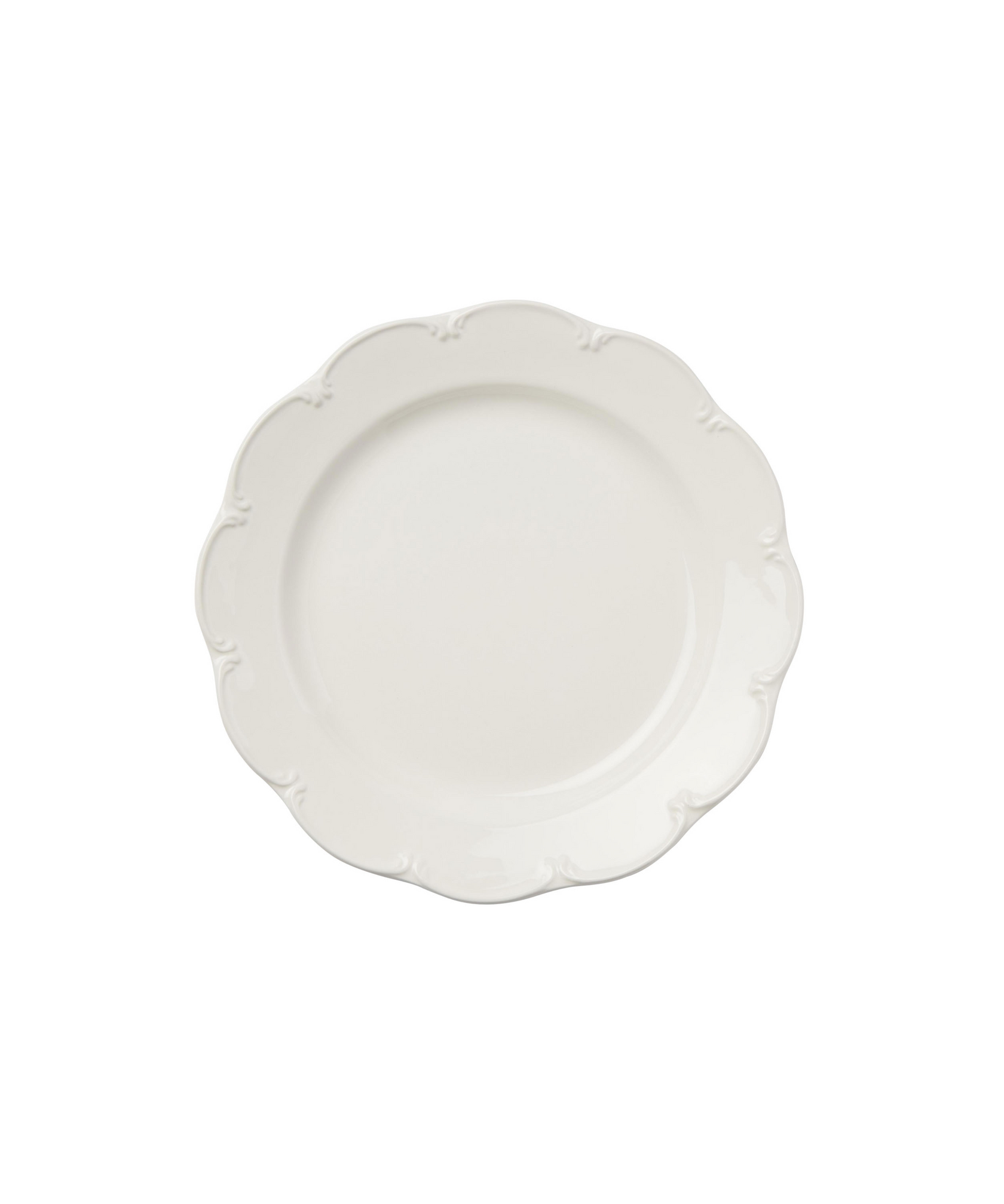 Set of 4 Olivia Scalloped Dessert Plates, White