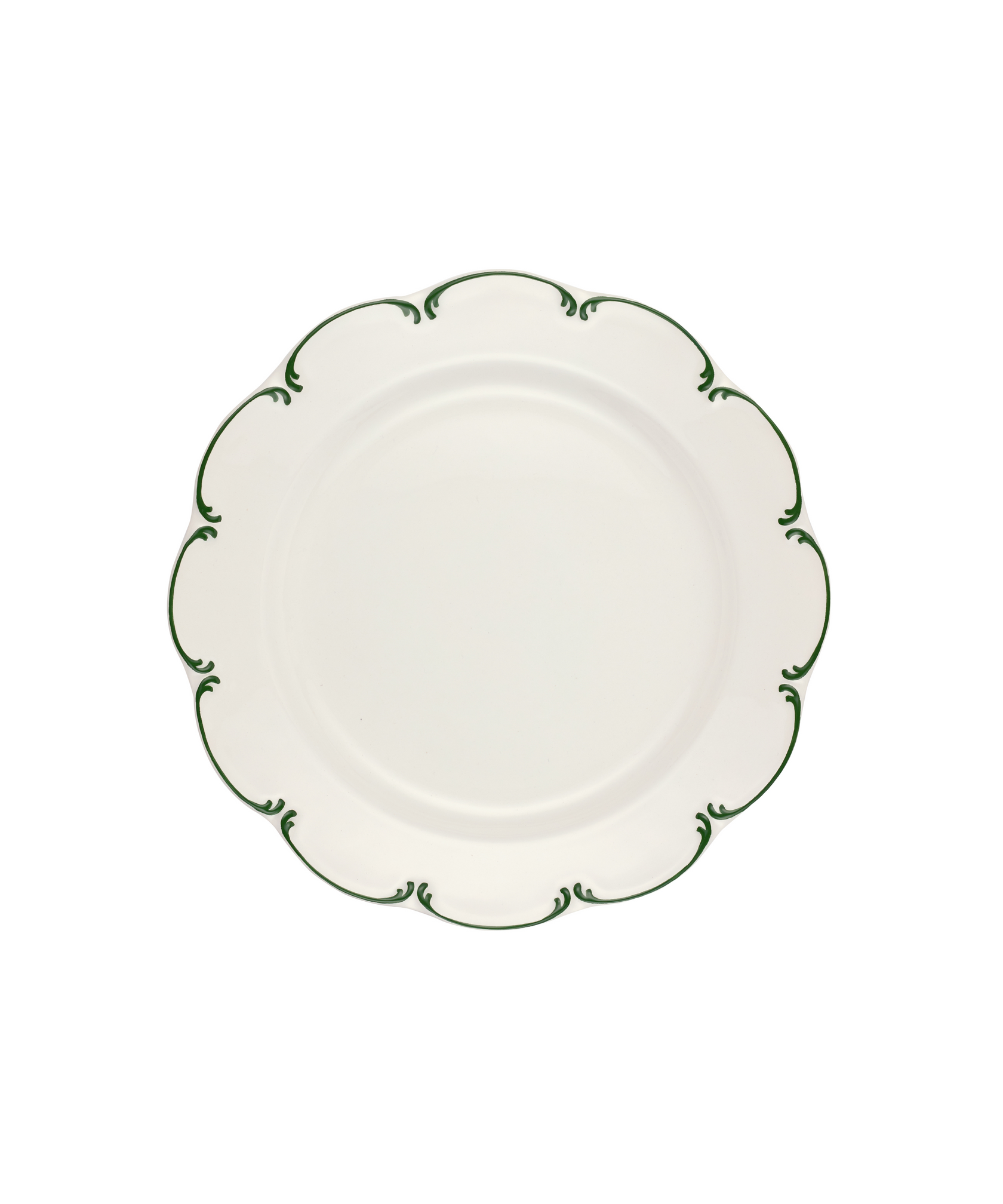 Set of 4 Olivia Scalloped Dinner Plates, Green Filet, Cut Out