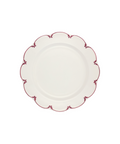 Set of 4 Olivia Scalloped Dinner Plates, Raspberry Filet