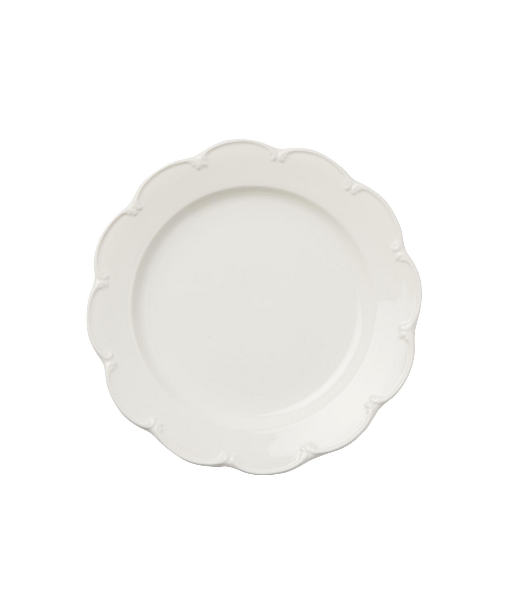 Set of 4 Olivia Scalloped Dinner Plates, White, Cut Out