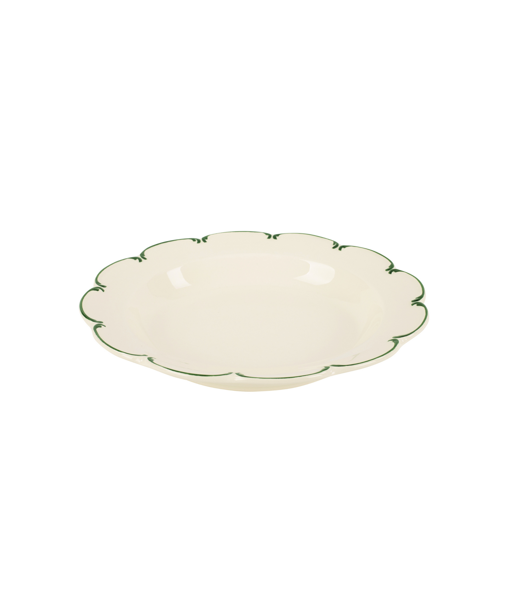 Set of 4 Olivia Scalloped Pasta Bowls, Green Filet