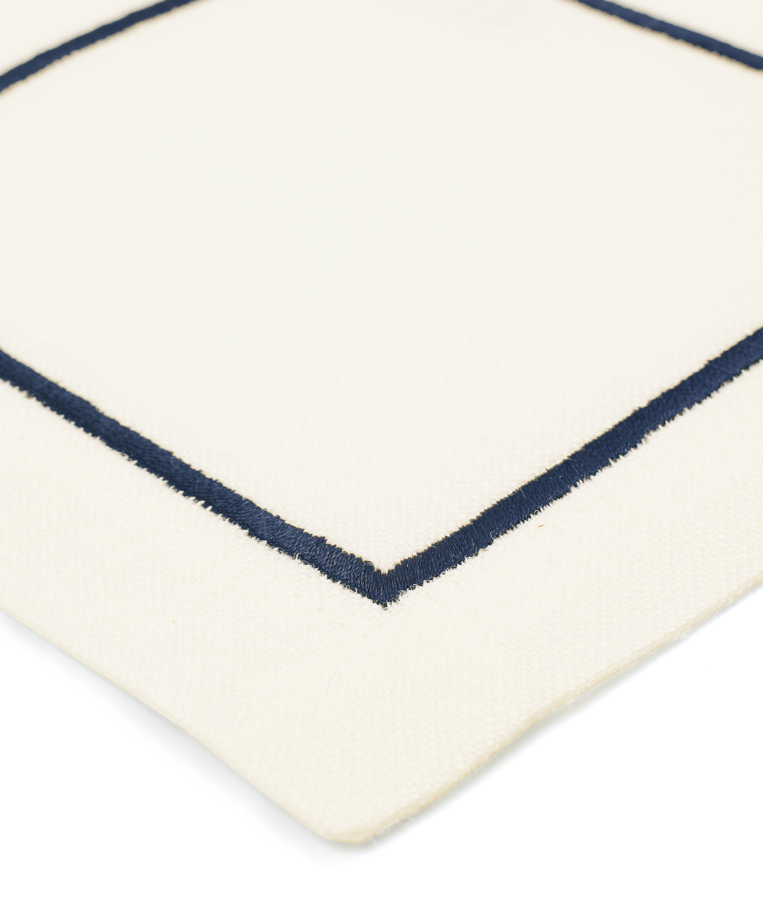 Rebecca Udall Set of 4 Sophie One Cord Linen Cocktail Napkins, Midnight Blue Embroidery Detail