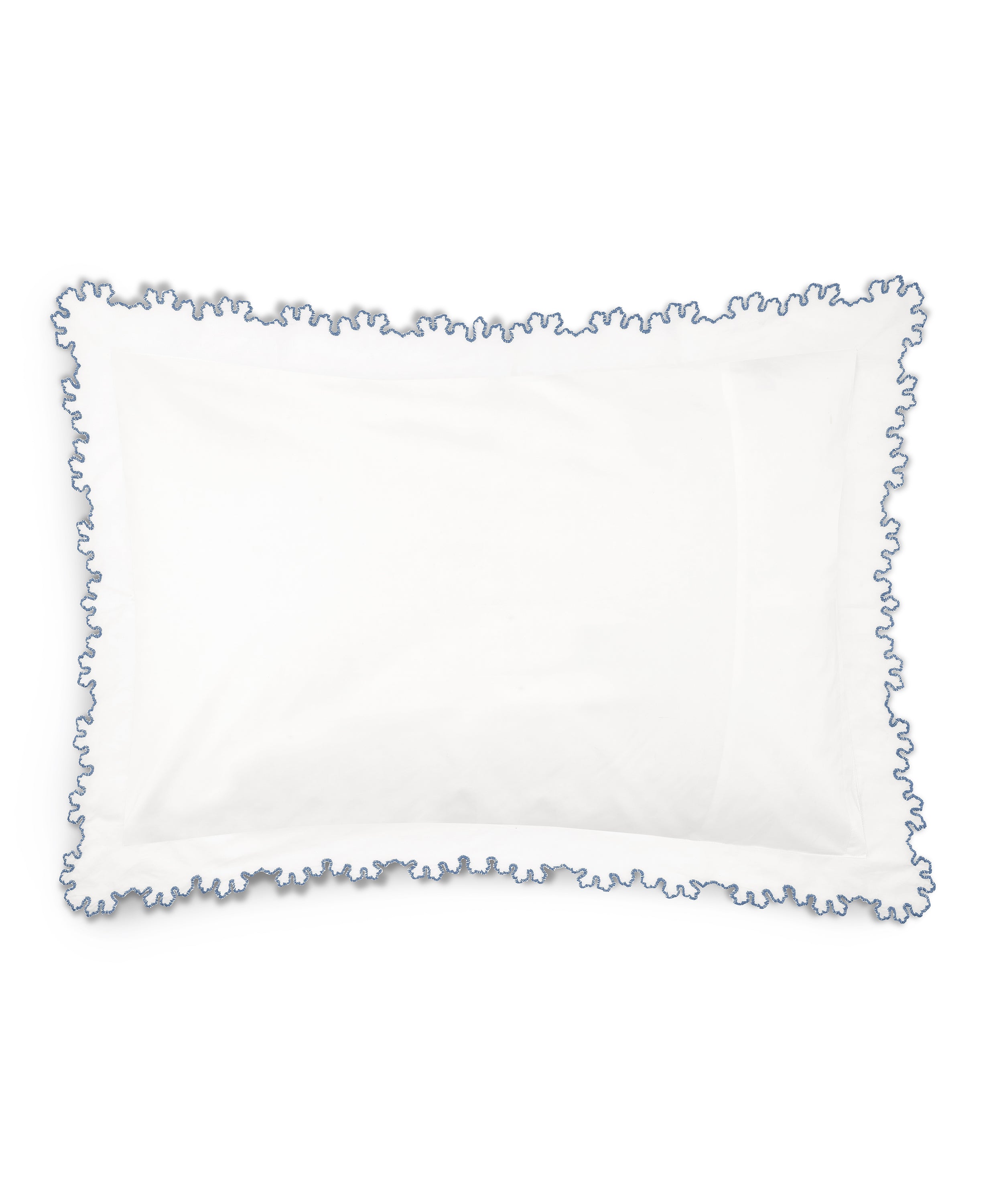 Thea Scalloped Bed Linen, Denim Blue, Pillowcase Cut Out