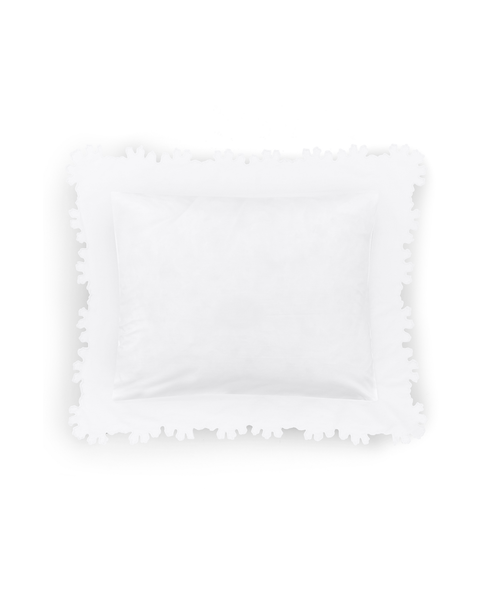 Thea Scalloped Boudoir Pillowcase, White, Cut Out, White Background