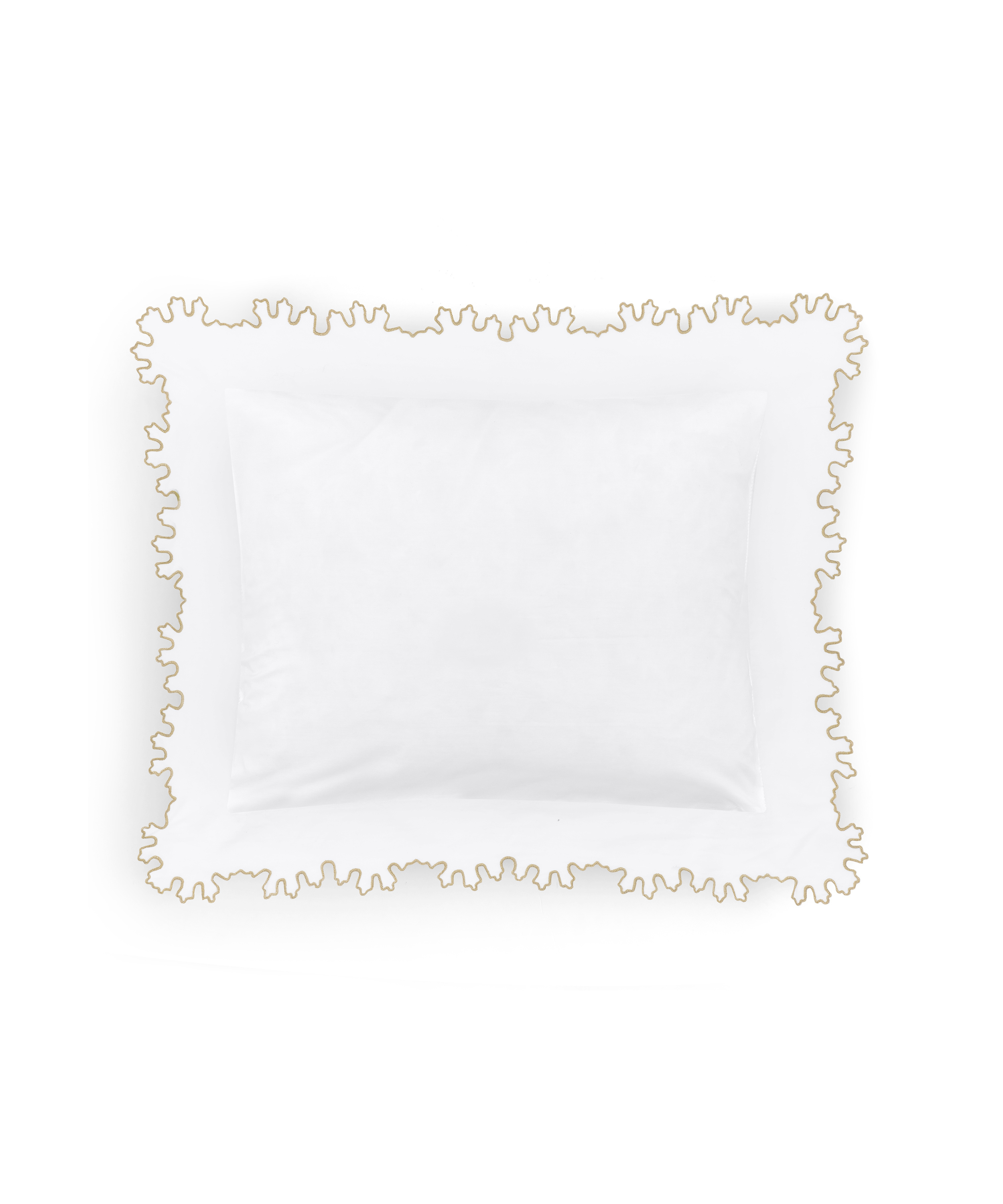 Thea Scalloped Boudoir Pillowcase, Nougat, White Background