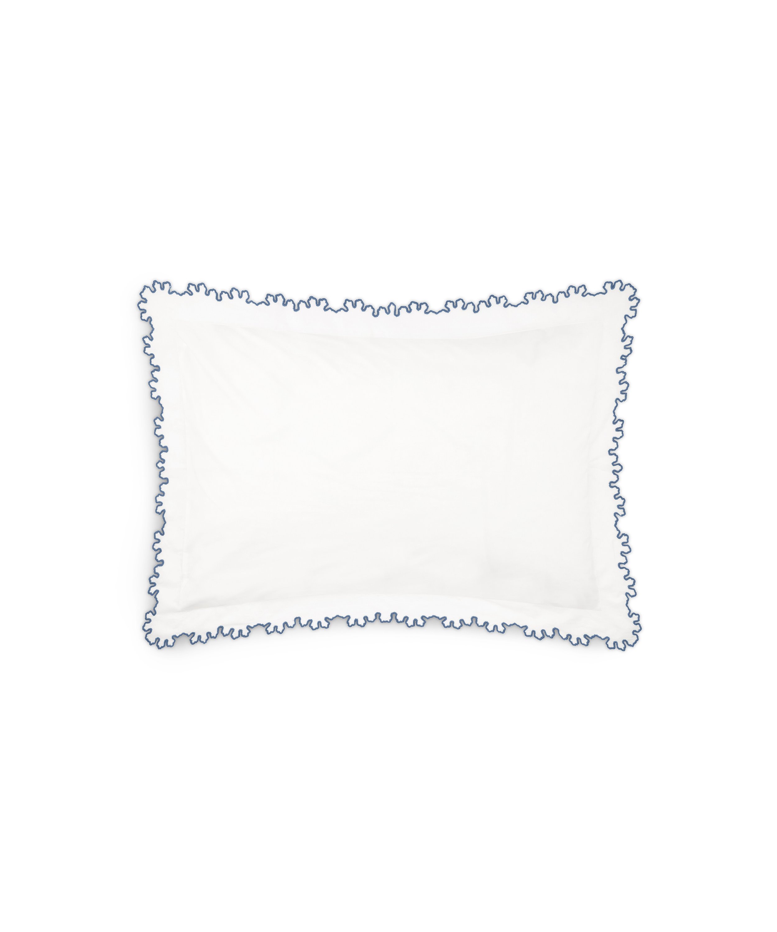 Thea Scalloped Pillowcase, Denim Blue, Cut Out