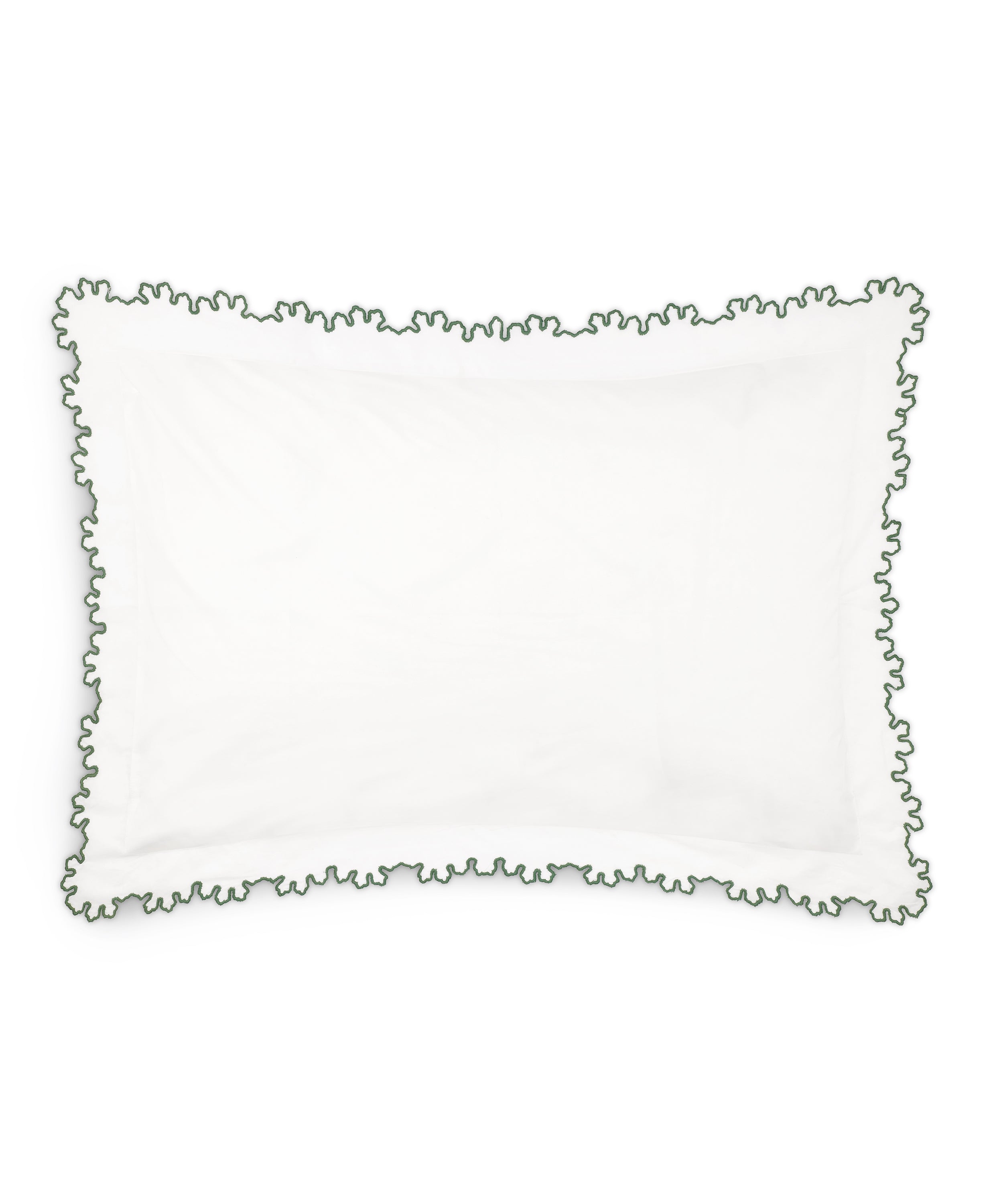 Thea Scalloped Bed Linen, Fern Green, Pillowcase Cut Out