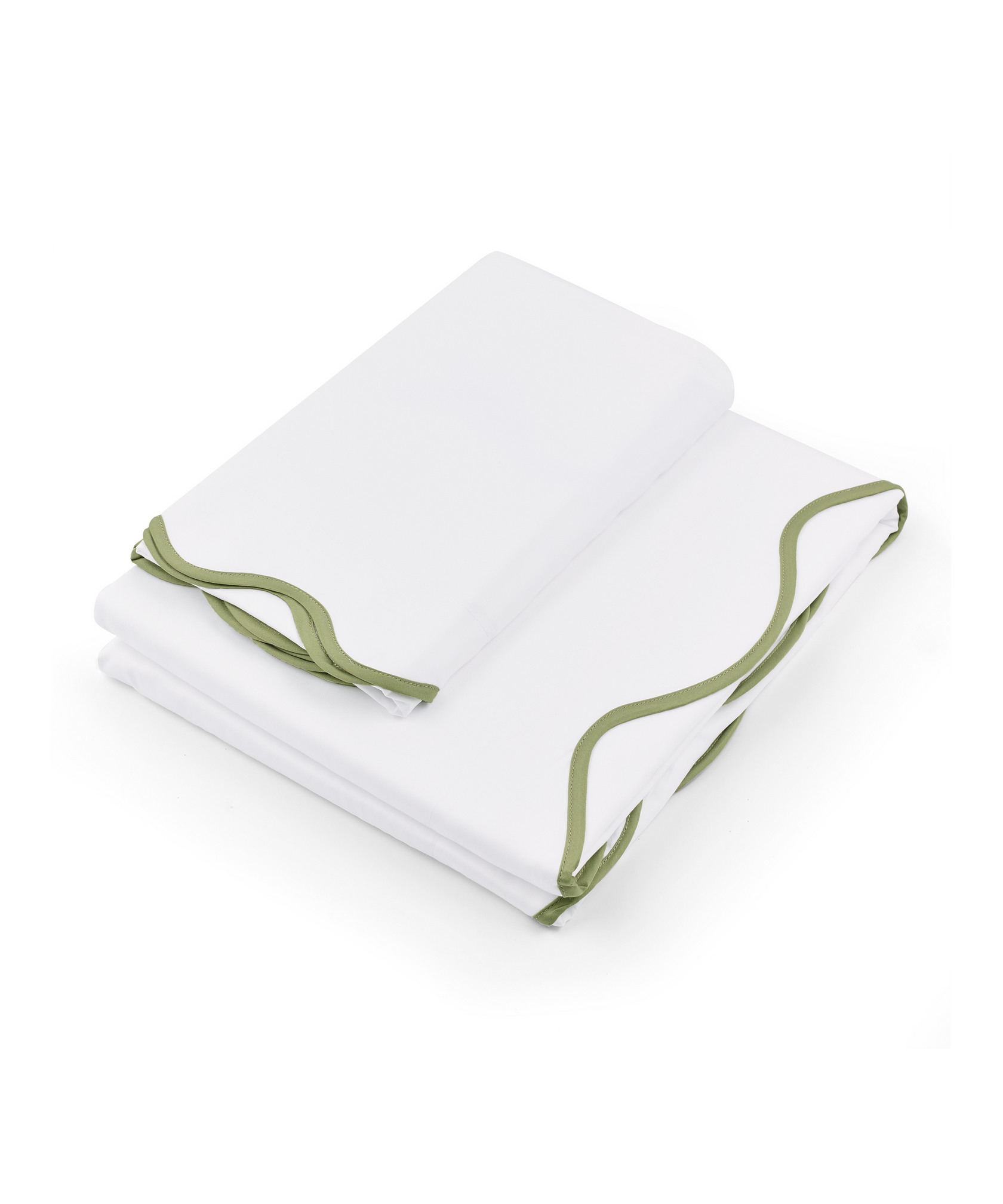 Alexandra Wavy Scalloped Bed Linen, Sage Green, Cut Out