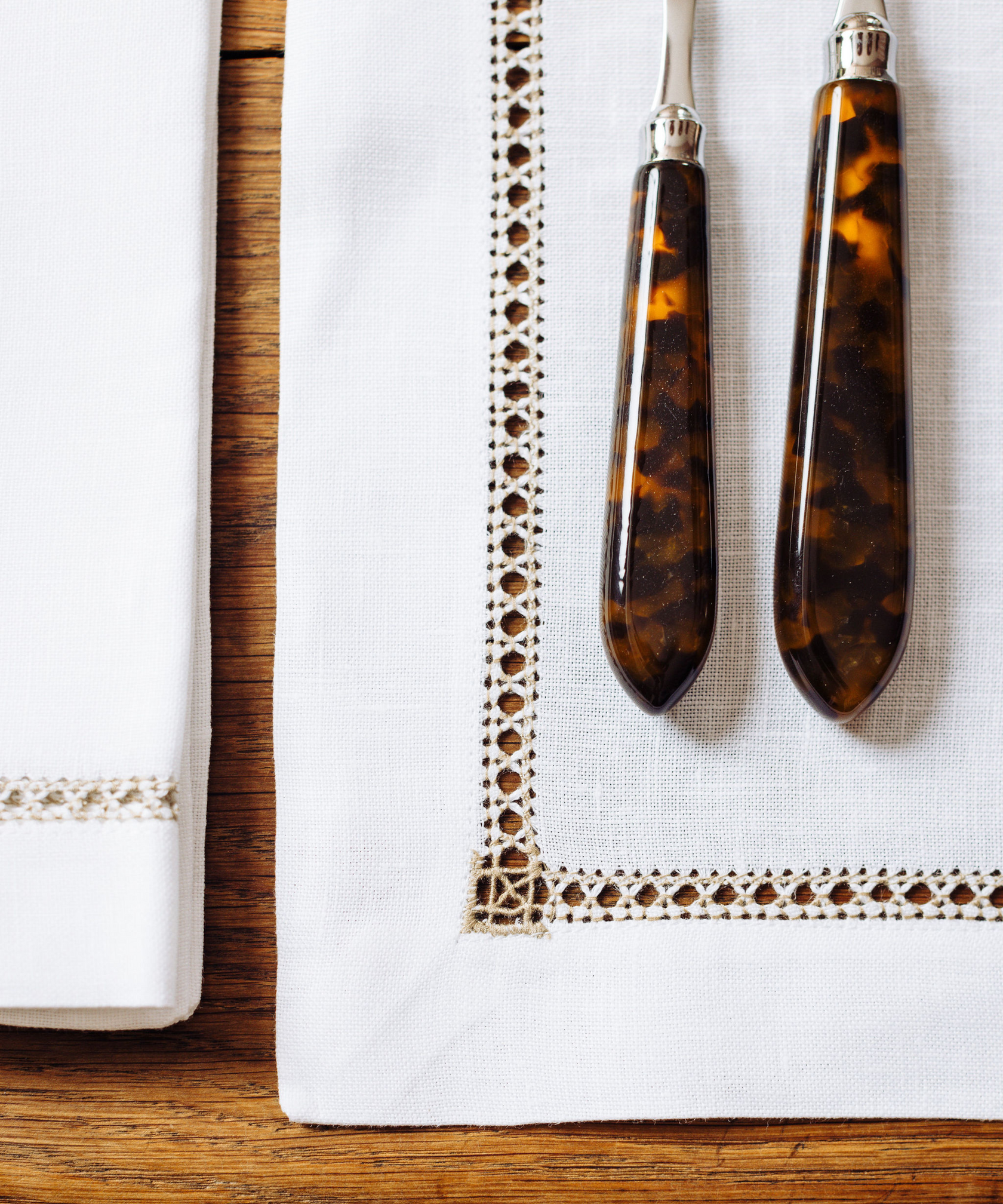 Rebecca Udall Georgiana Ladderstitch Linen Placemat, Nougat, Detail