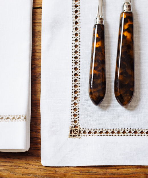 Rebecca Udall Georgiana Ladderstitch Linen Placemat, Nougat, Detail