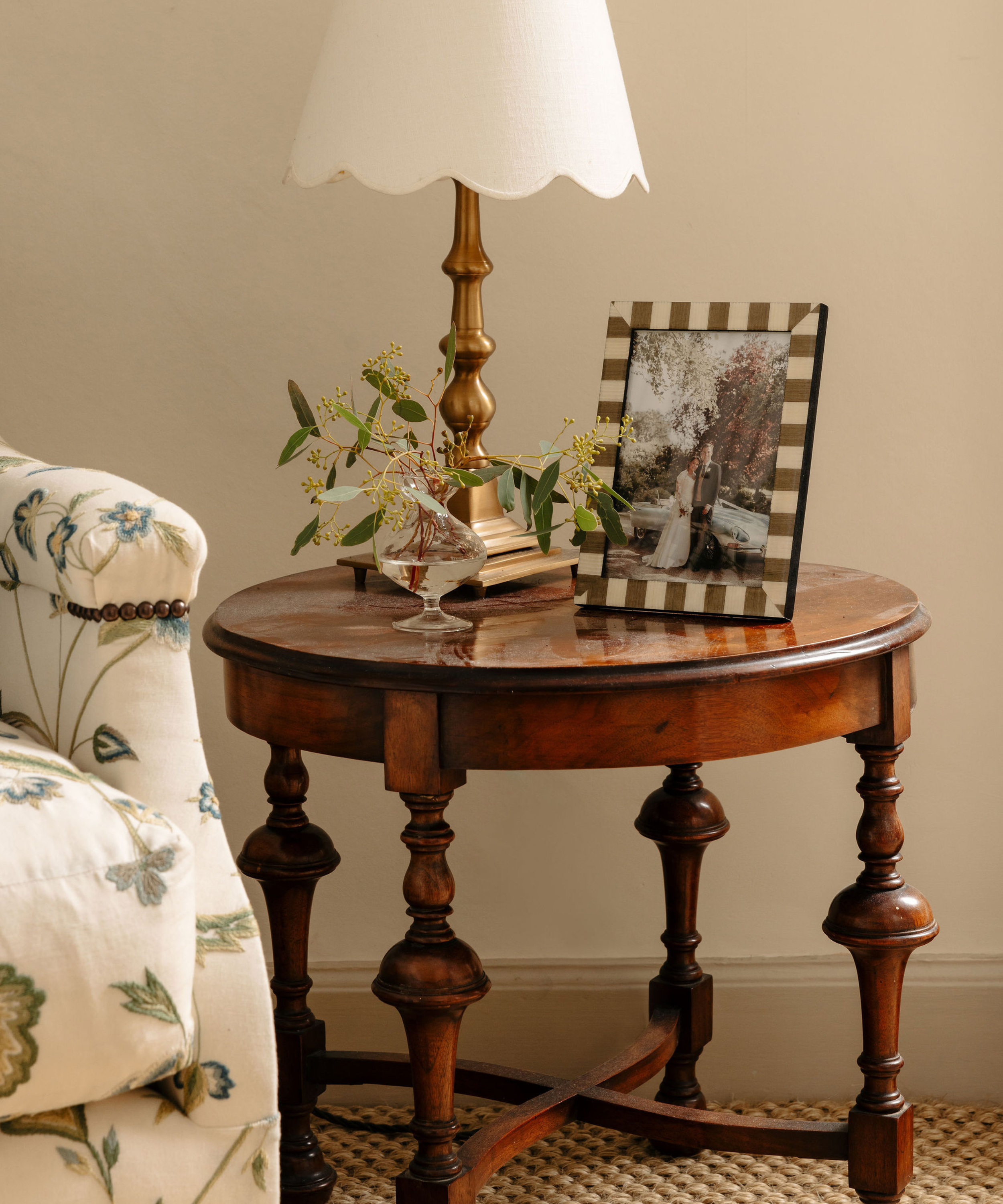Delilah Striped Photo Frame, Taupe, with Emily Bud Vase