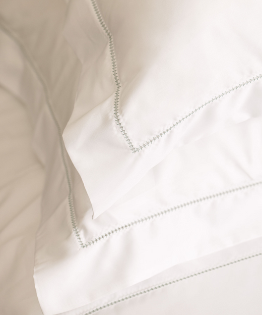 Porto Hemstitch Bed Linen, Frost Green