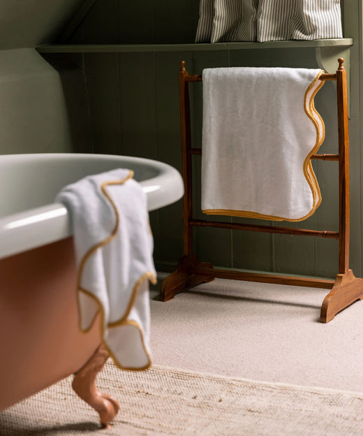Amelia Scalloped Bath Towels, Mustard