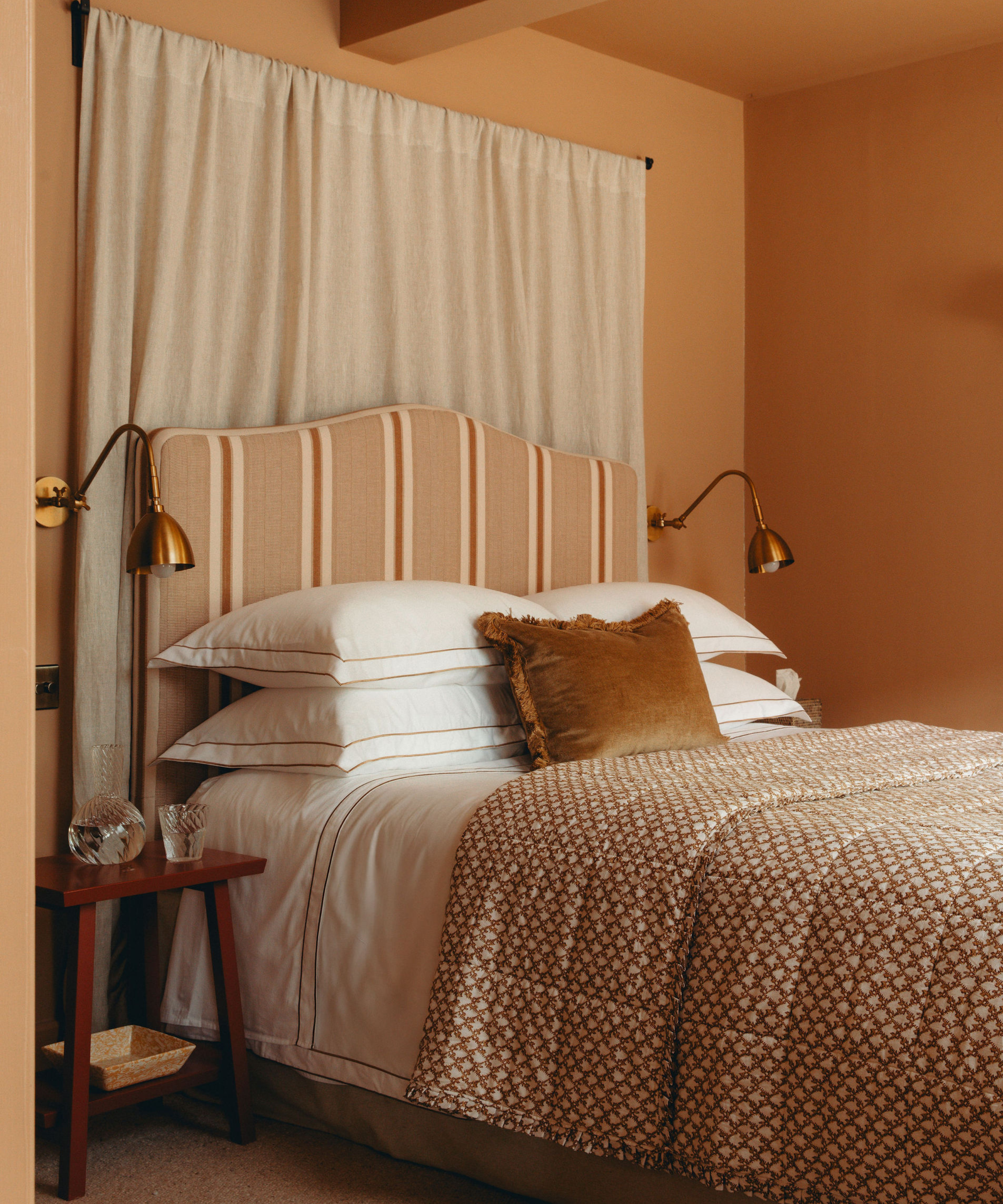 Lola Linen Velvet Fringed Rectangular Cushion, Nougat