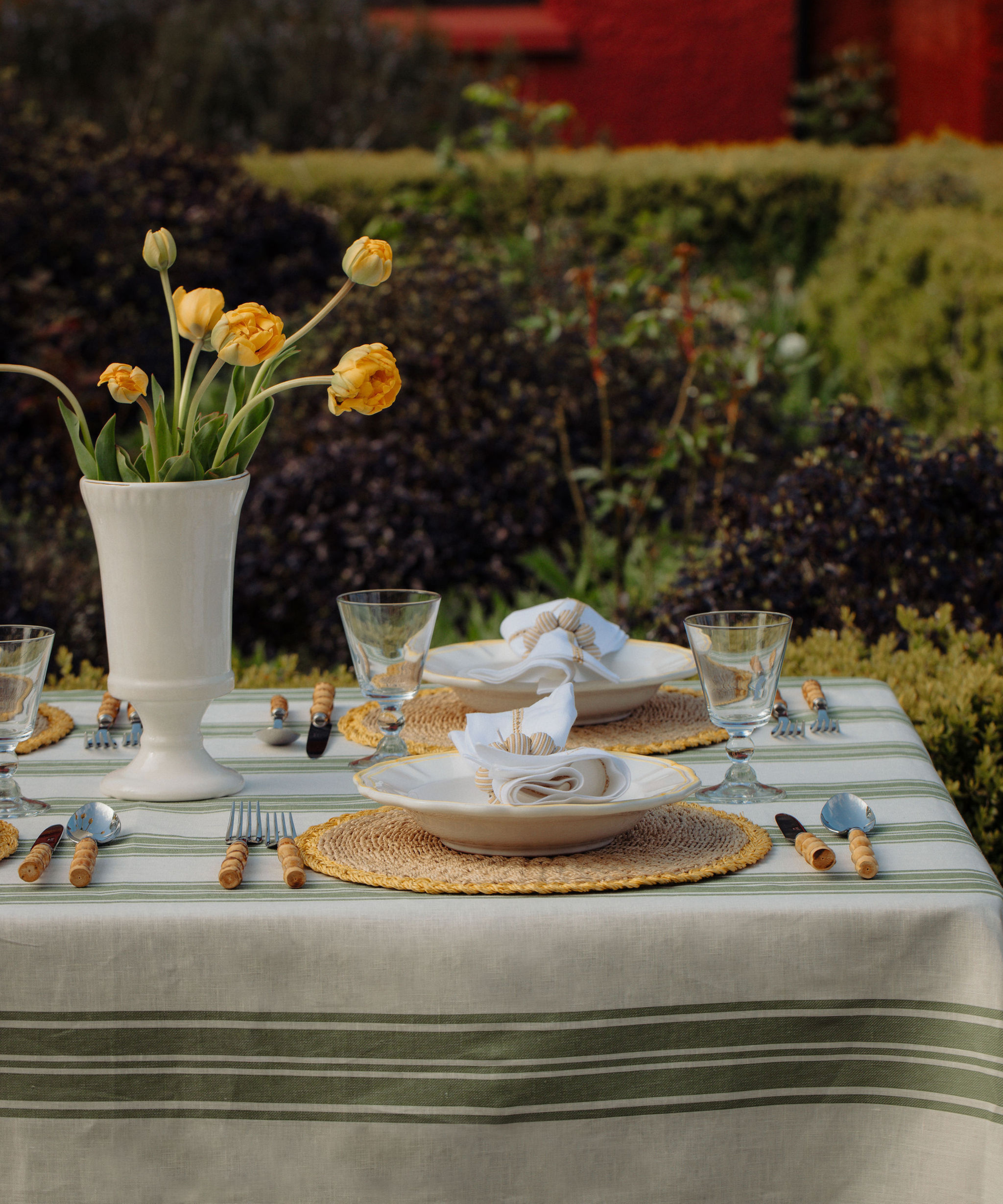 Zita Scalloped Crockery, Citrus Yellow, Lifestyle, with Flora Vase