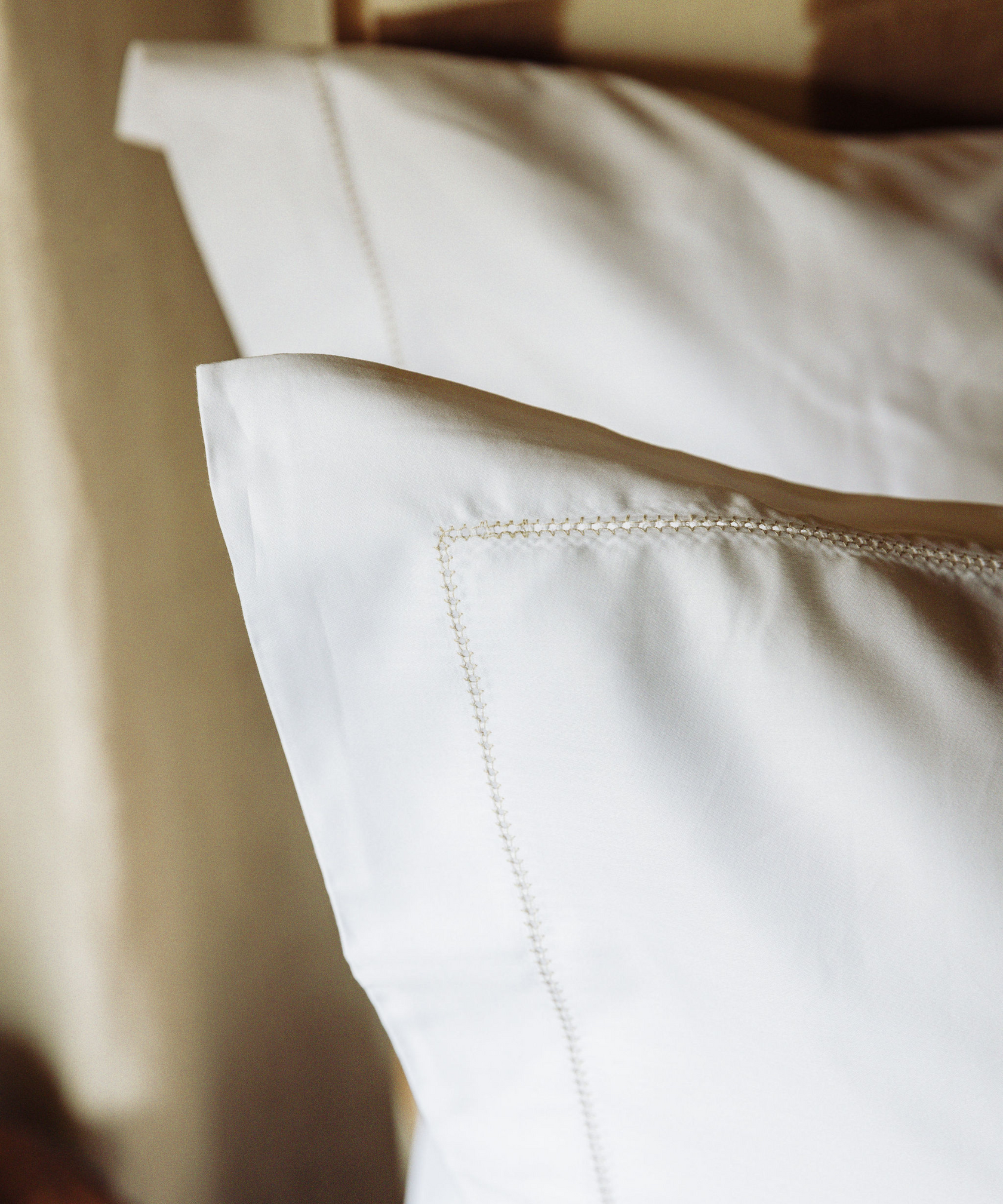 Porto Hemstitch Bed Linen, Straw
