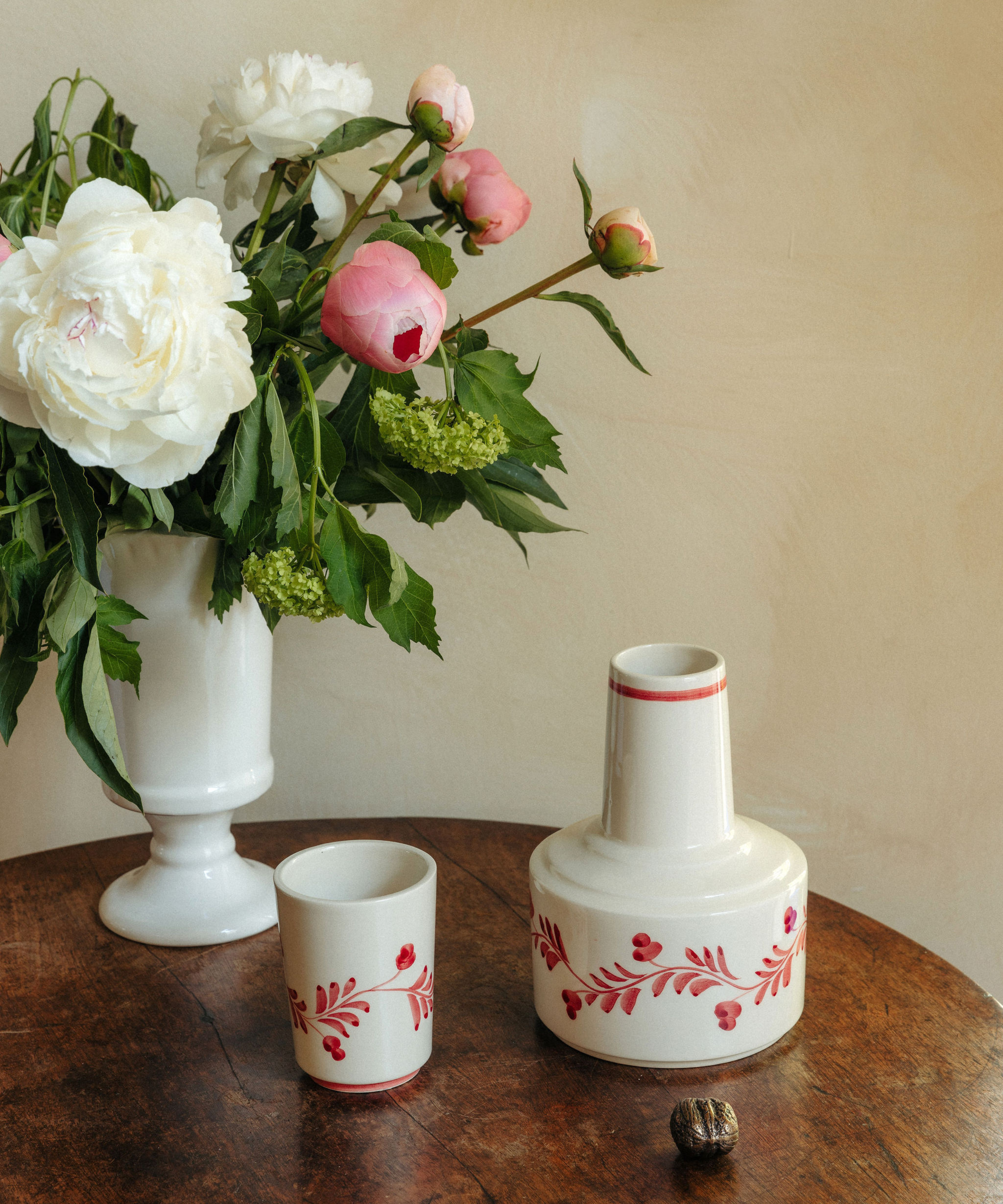 Flora Ceramic Urn Vase, Medium, White