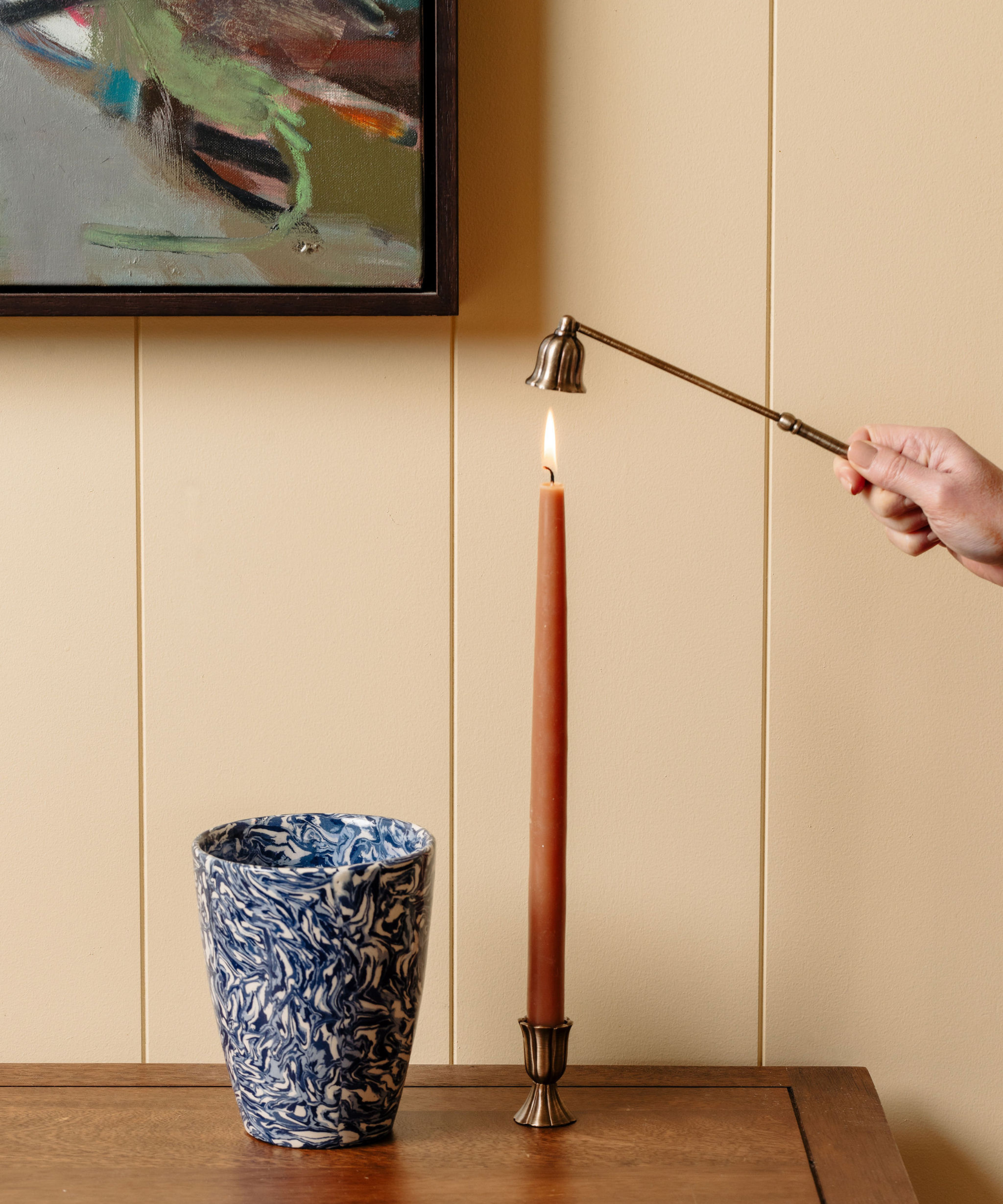 Fluted Candle Snuffer, Brass with Aptware Vase