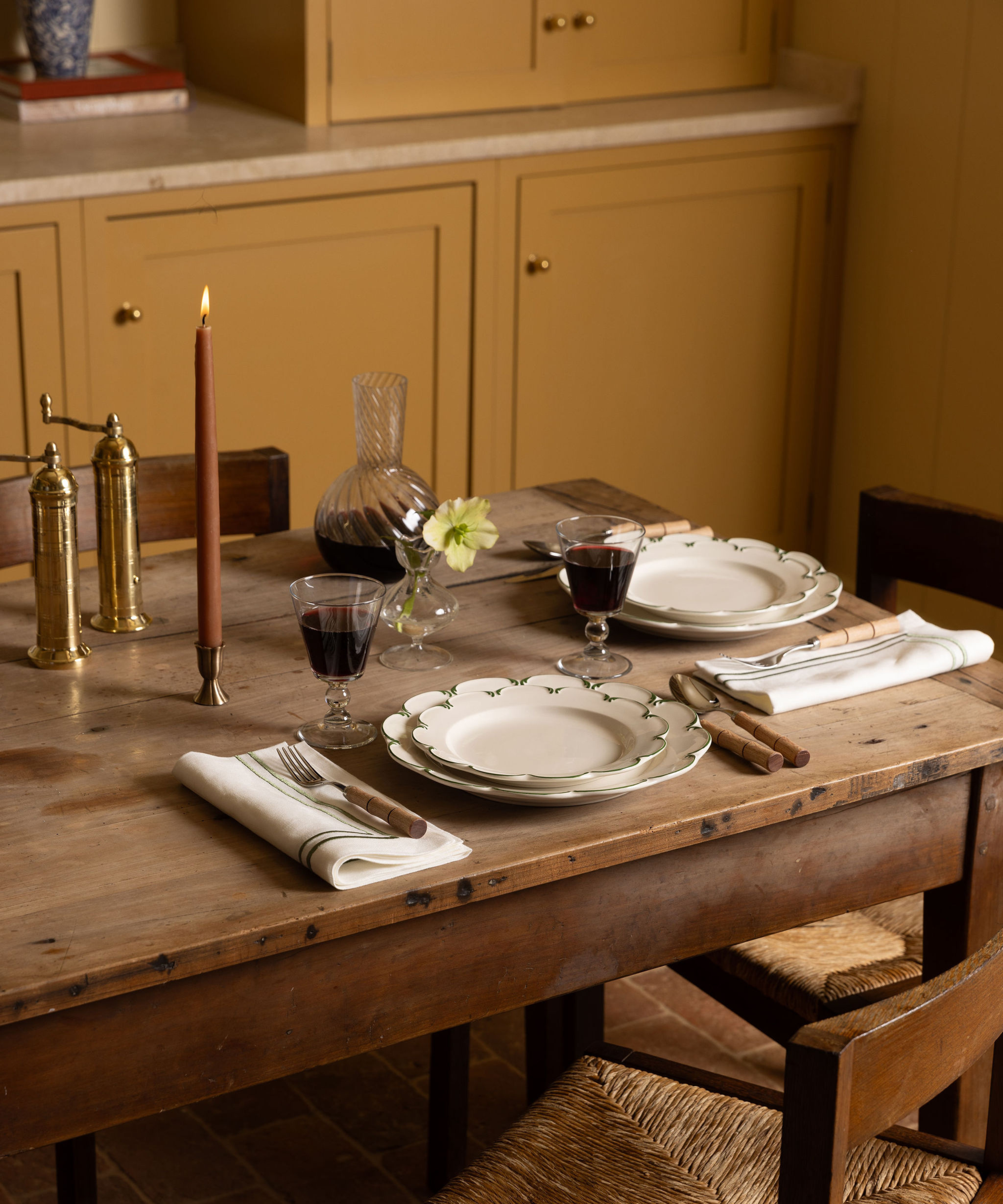 Set of 6 Danish Taper Candles, Terracotta