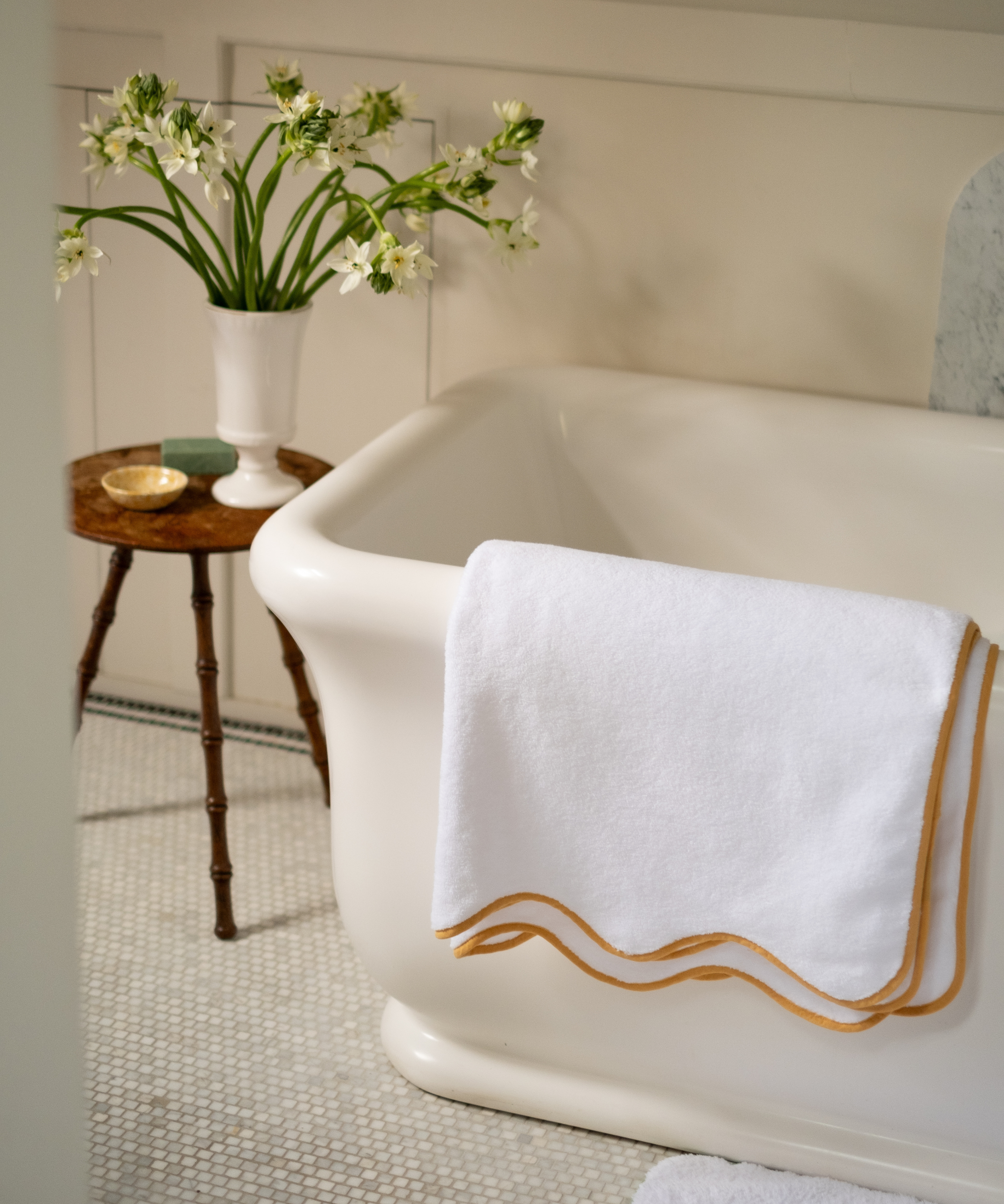 Signature Amelia Scalloped Bath Towel Bundle, Mustard