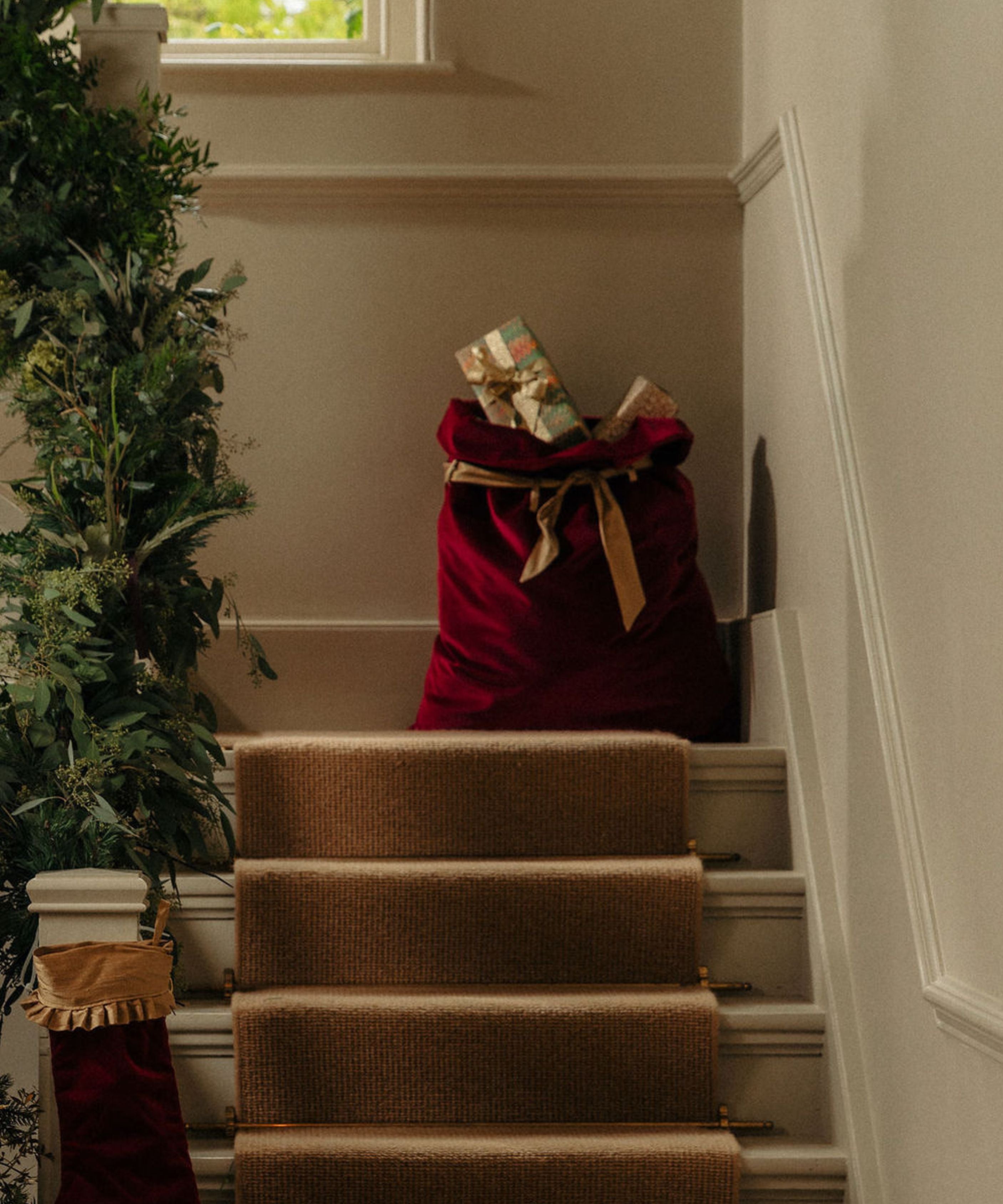 Velvet & Silk Christmas Sack, Burgundy