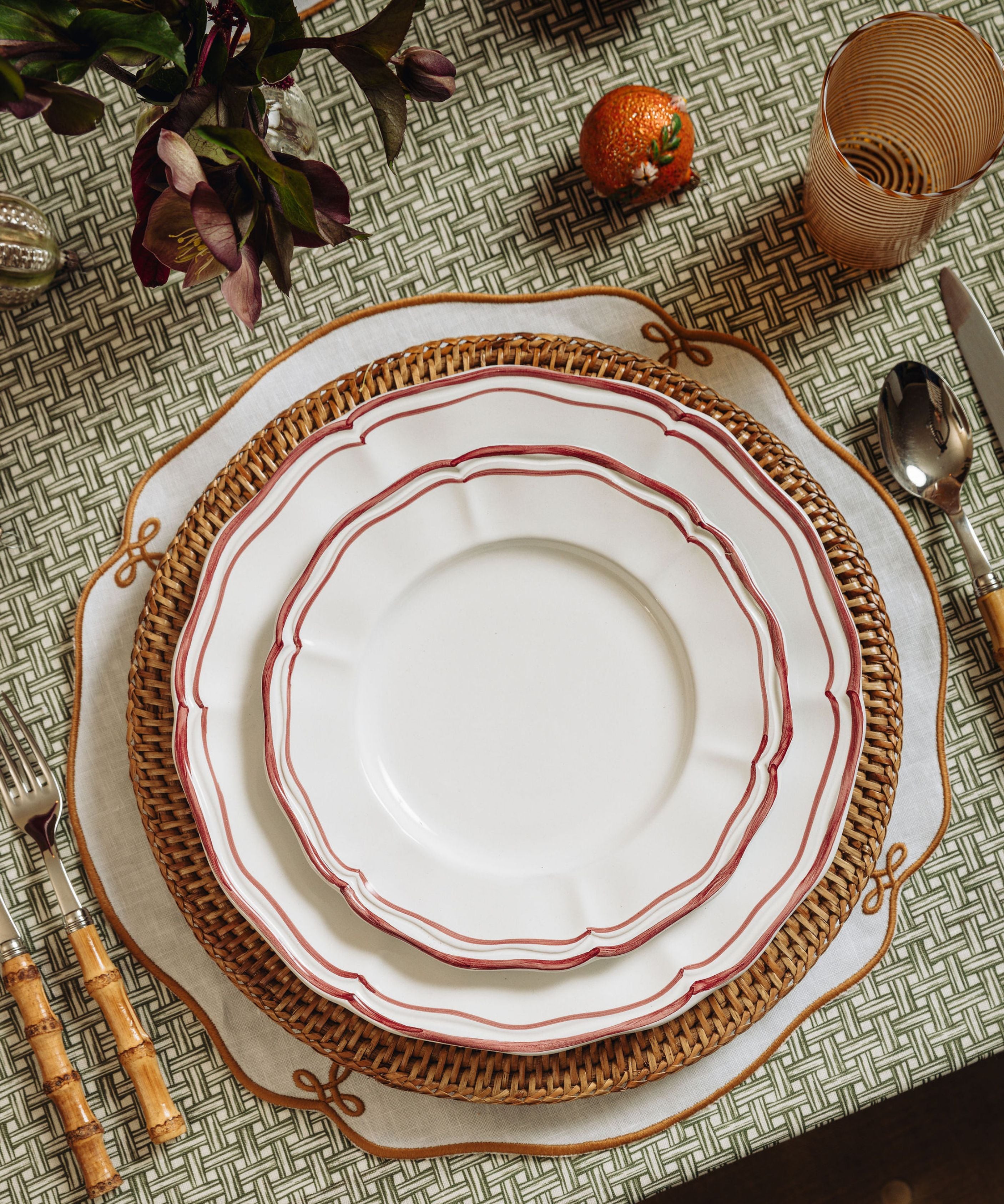 Zita Scalloped Crockery, Maroon Red