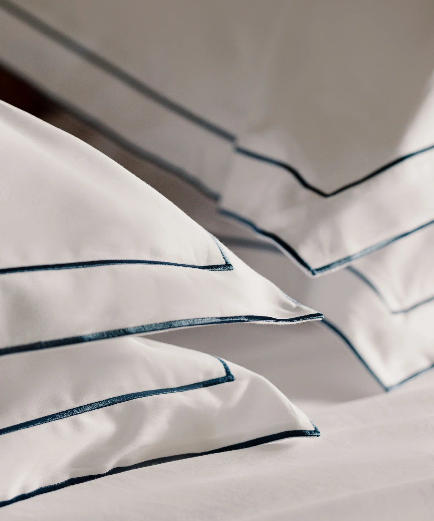 Pair of Frame Pillowcases, Steel Blue, Detail