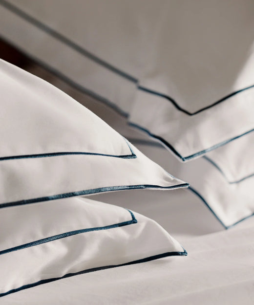 Pair of Frame Pillowcases, Steel Blue, Detail