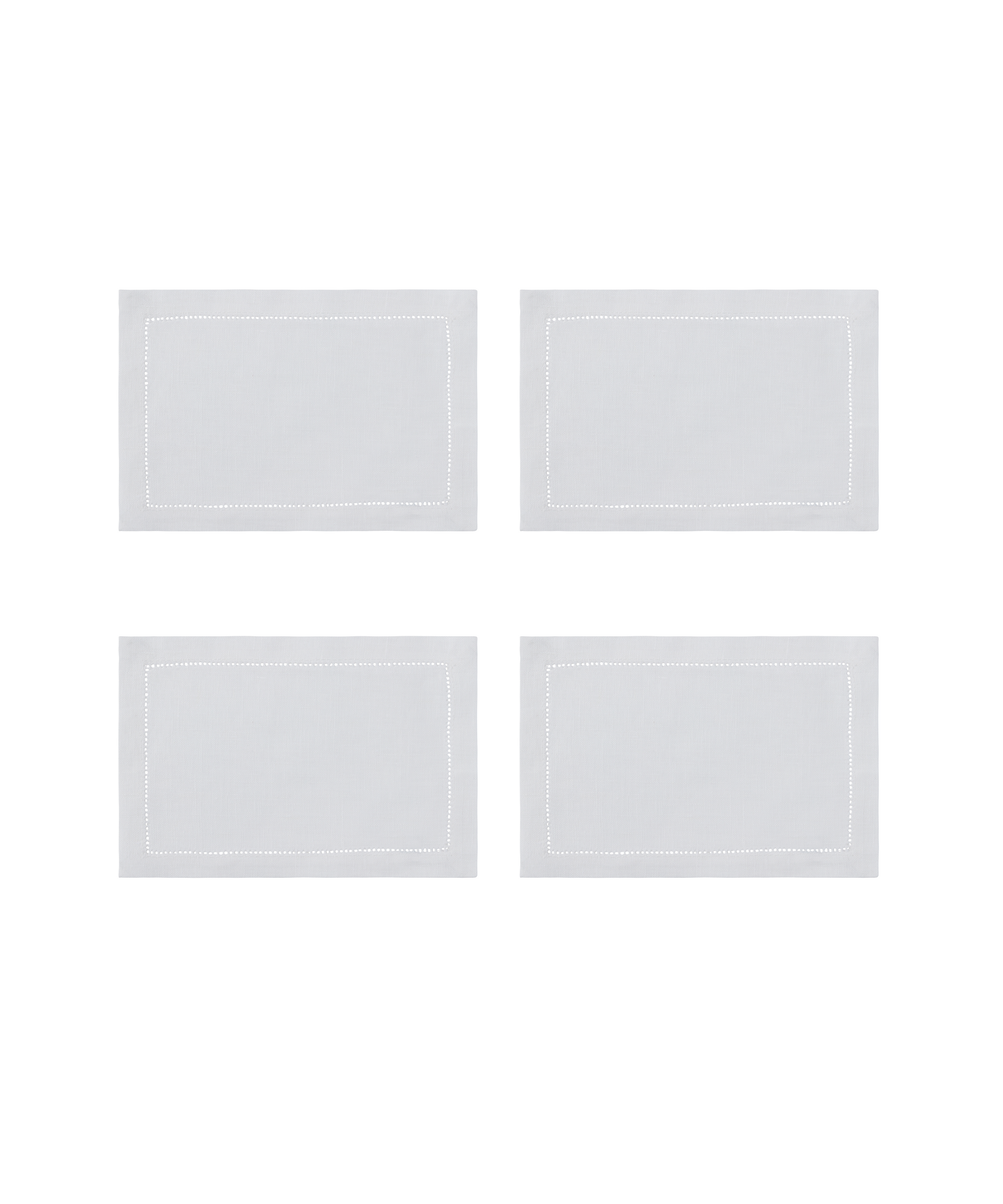 Rebecca Udall Set of 4 Classic Hemstitch Linen Cocktail Napkins, White with Stitching