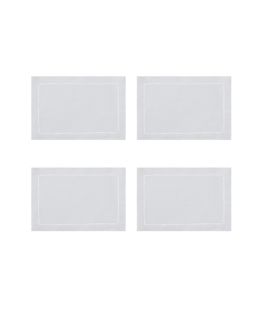Rebecca Udall Set of 4 Classic Hemstitch Linen Cocktail Napkins, White with Stitching