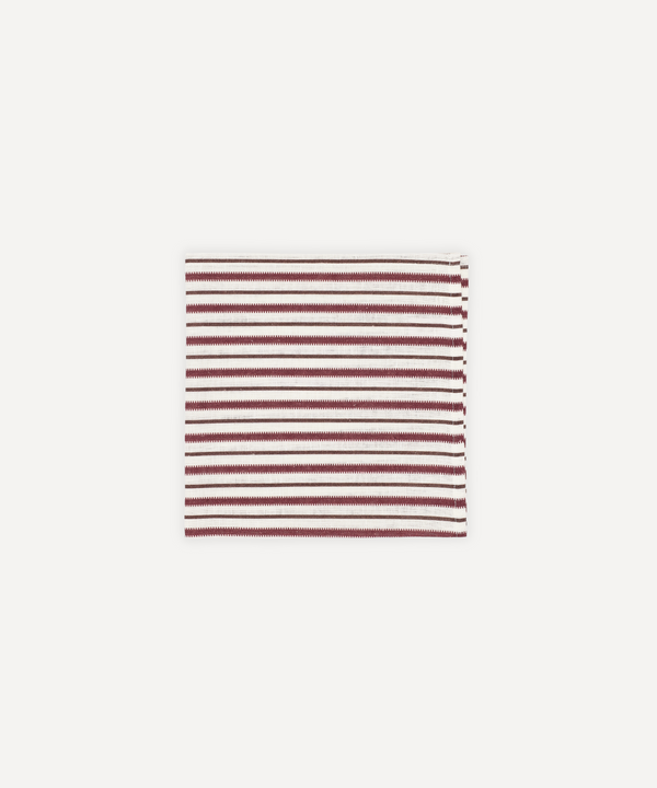 Victoria Striped Linen Napkin, Burgundy/Chocolate