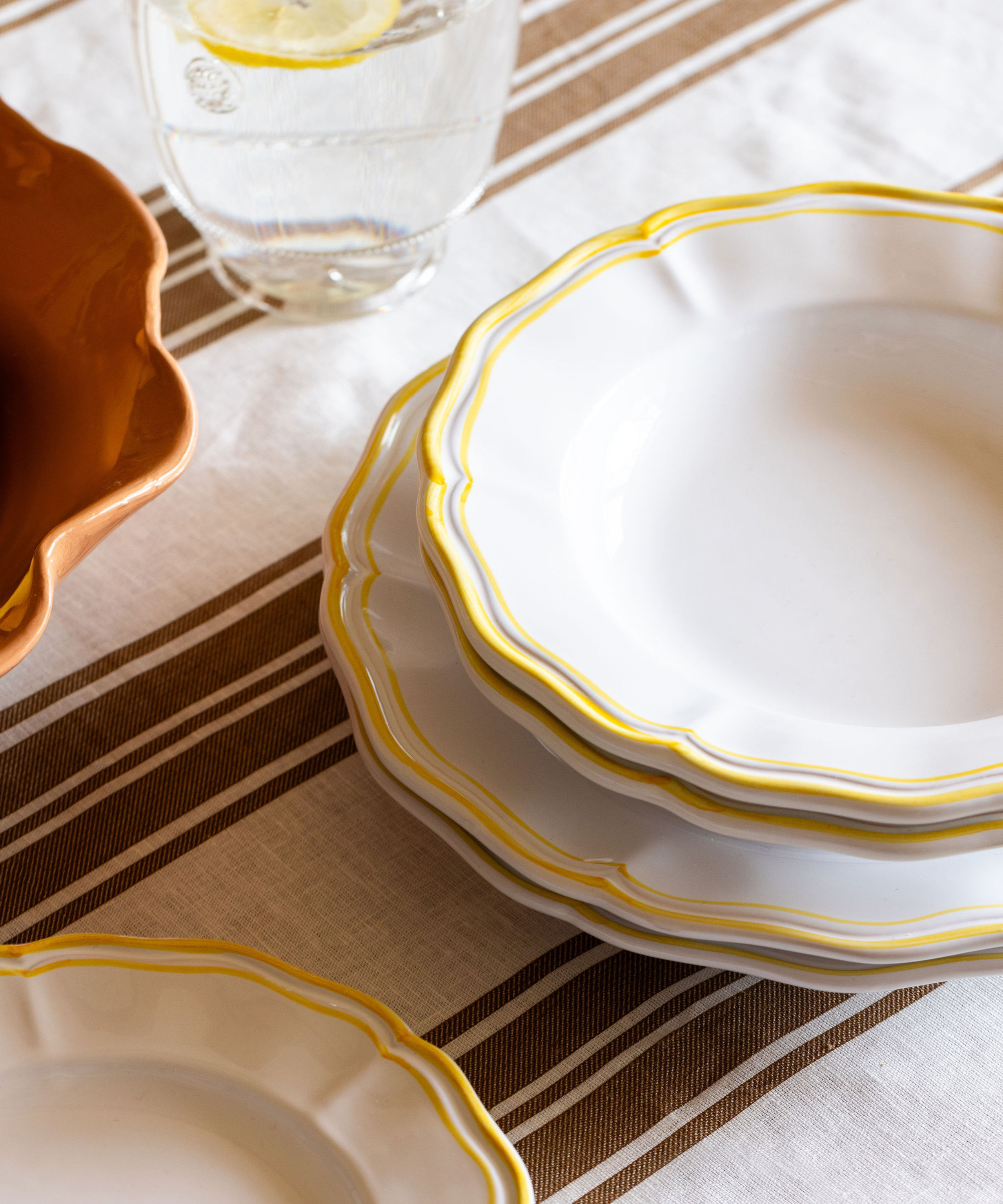 Zita Scalloped Crockery, Citrus Yellow, Table Lifestyle