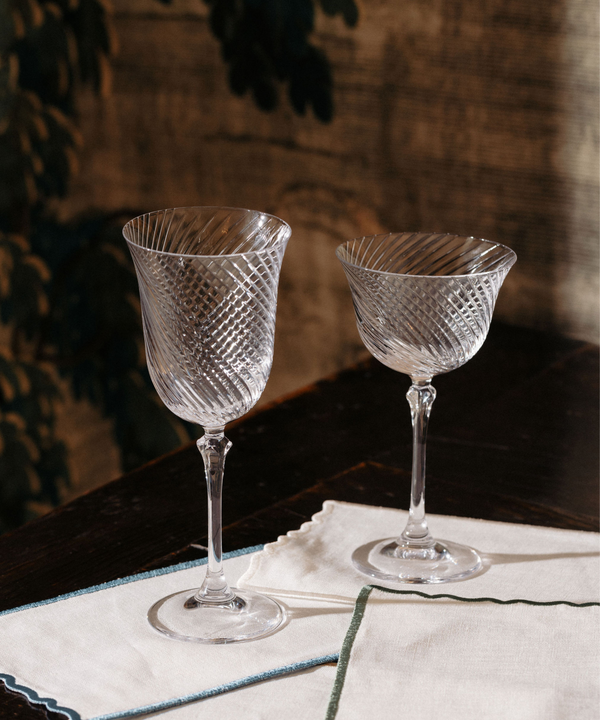 Set of 6 Julia Twisted Cut Crystal Coupes