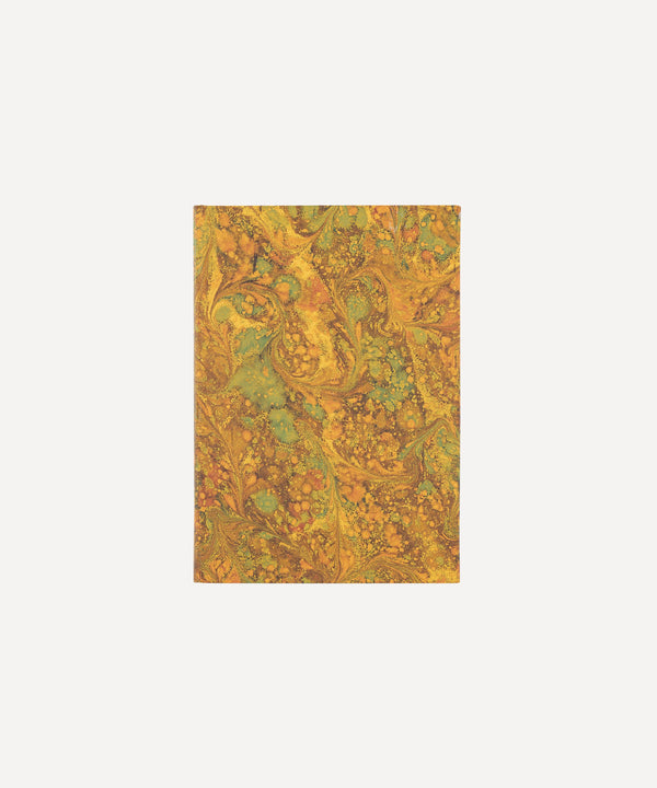 Rebecca Udall Luxury  Italian Florentine Hand Marbled paper Note book stationary gift. molten swirl yellow amber brown green 