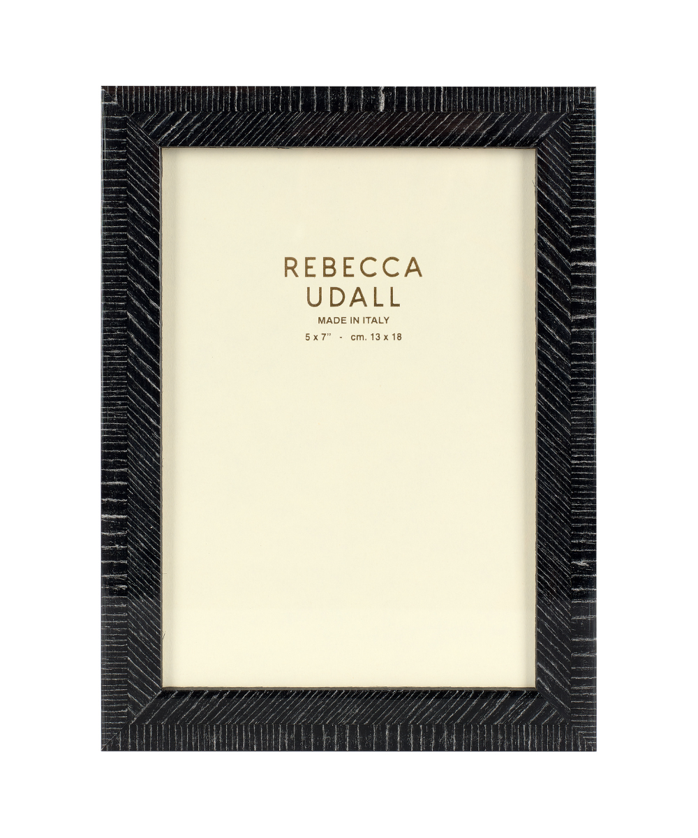 Italian traditional heritage marquetry Dark brown Bianca photo frame by Rebecca Udall 5 X 7"