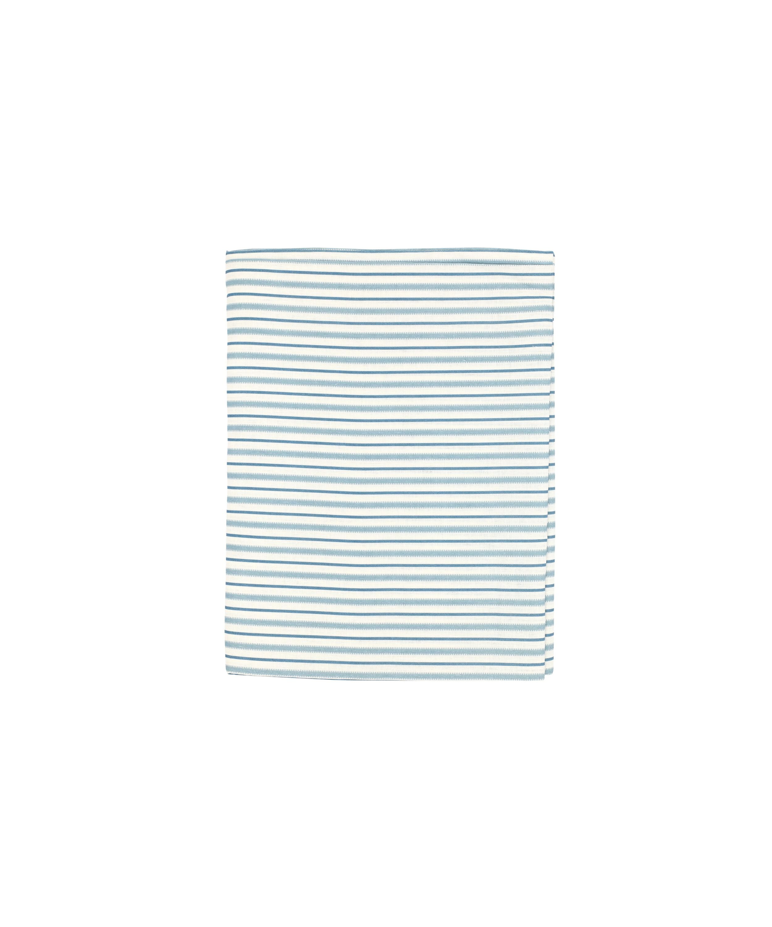 Rebecca Udall Victoria Striped Linen Tablecloth, Chalk Blue, Cut Out