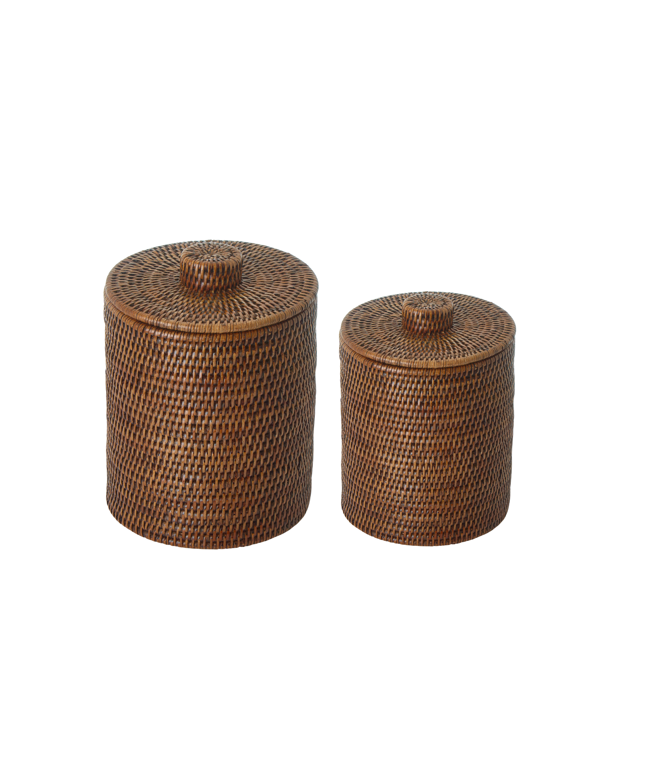 Rattan Bathroom Bins, Brown