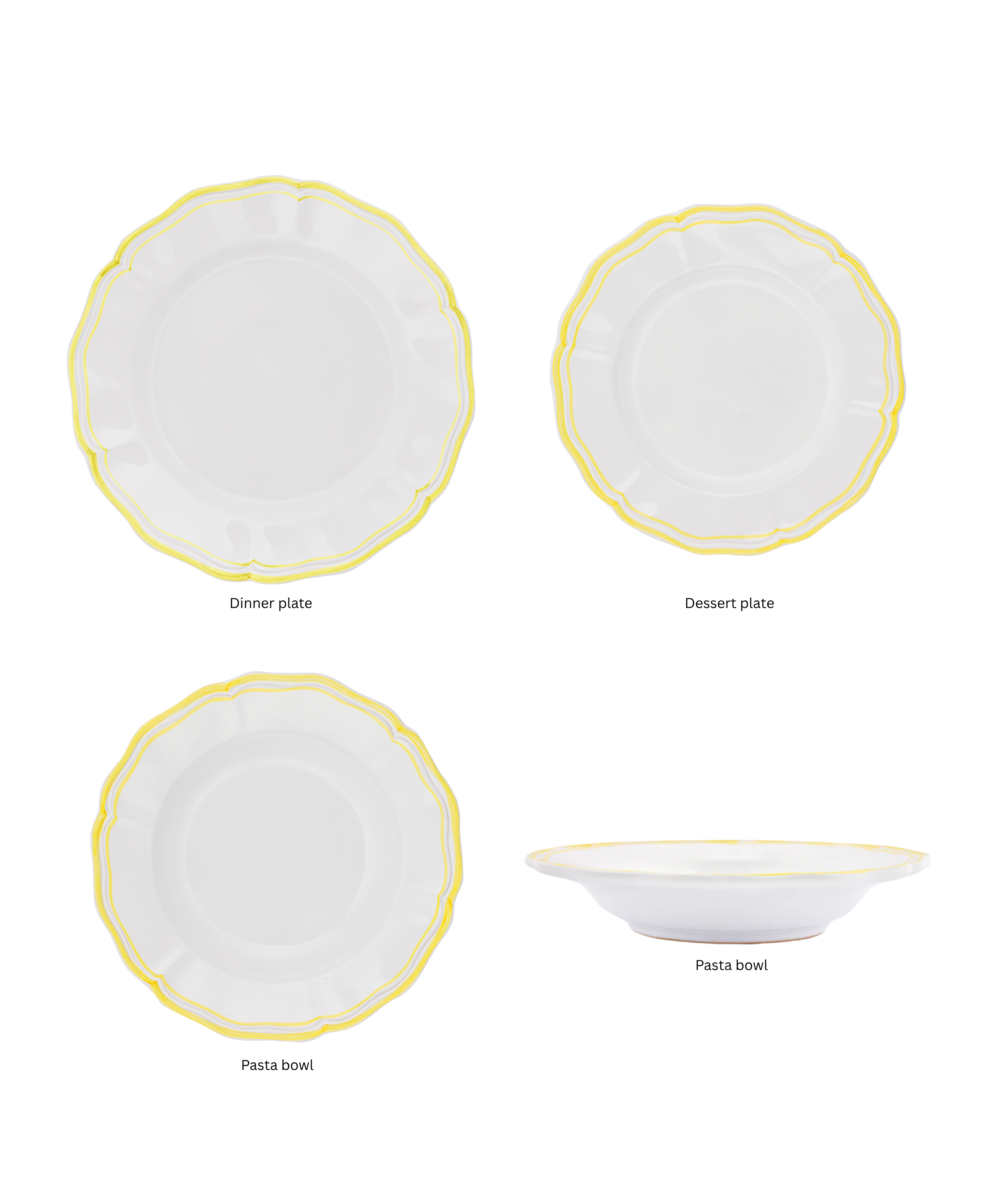 Zita Crockery various Sizes, Citrus Yellow
