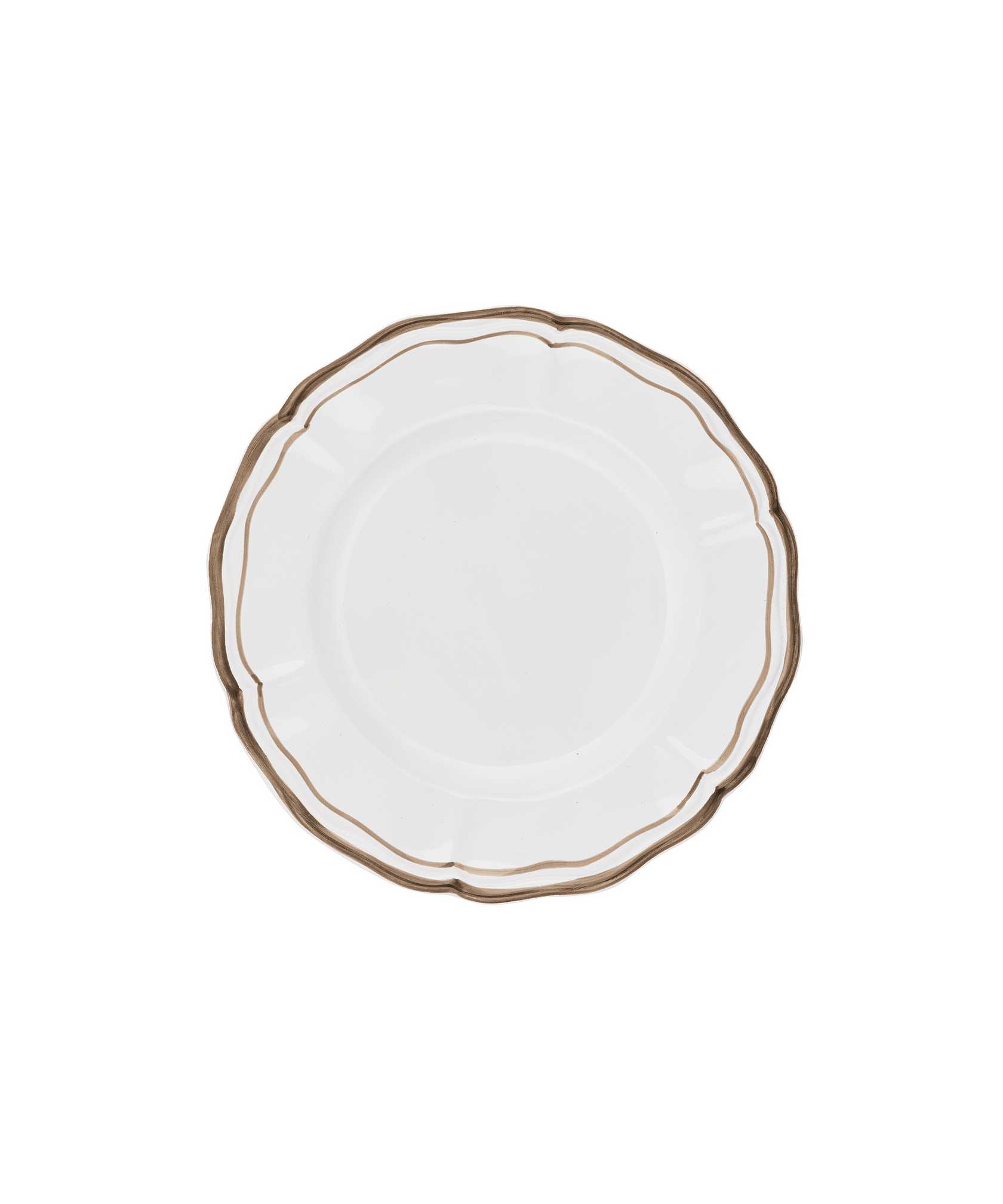 Set of 4 Zita Scalloped Dessert Plates, Chestnut Brown