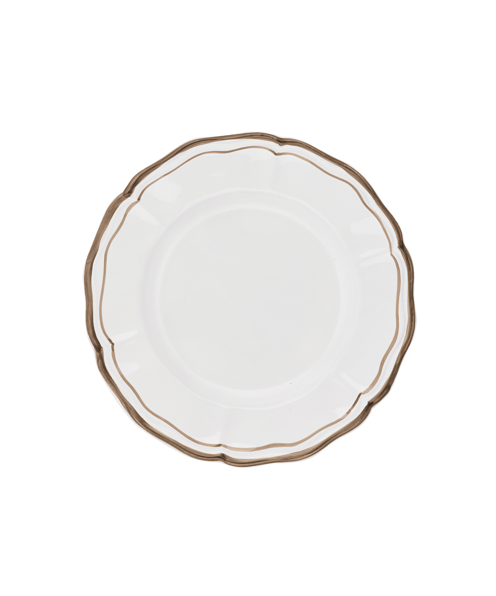 Set of 4 Zita Scalloped Dinner Plates, Chestnut Brown