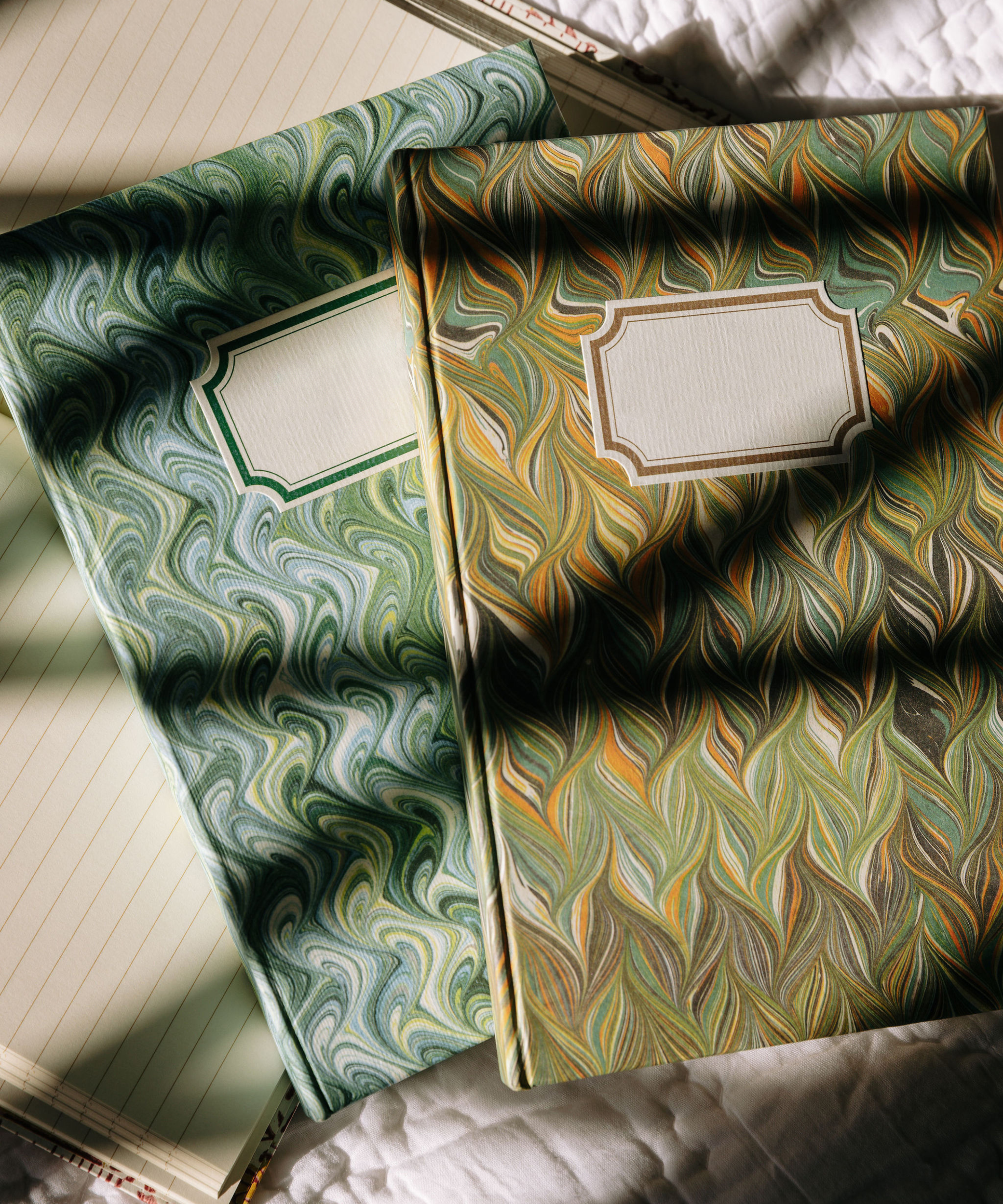 Marbled Notebook, Green/Yellow
