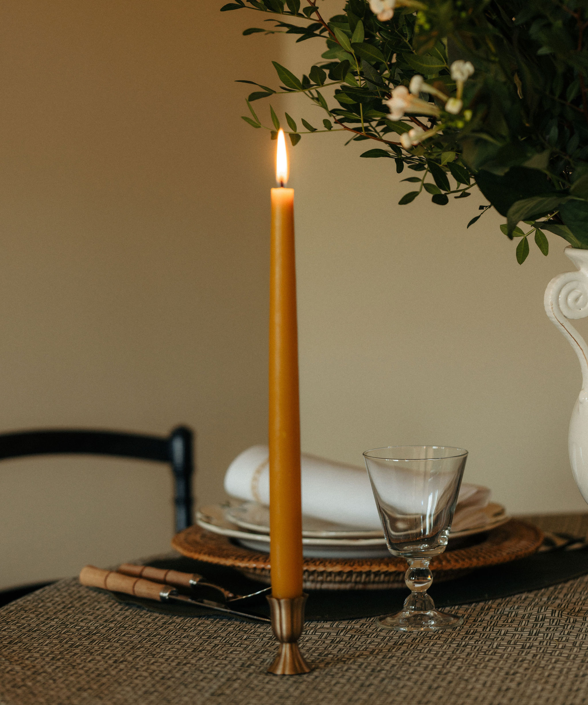Set of 6 Danish Taper Candles, Amber
