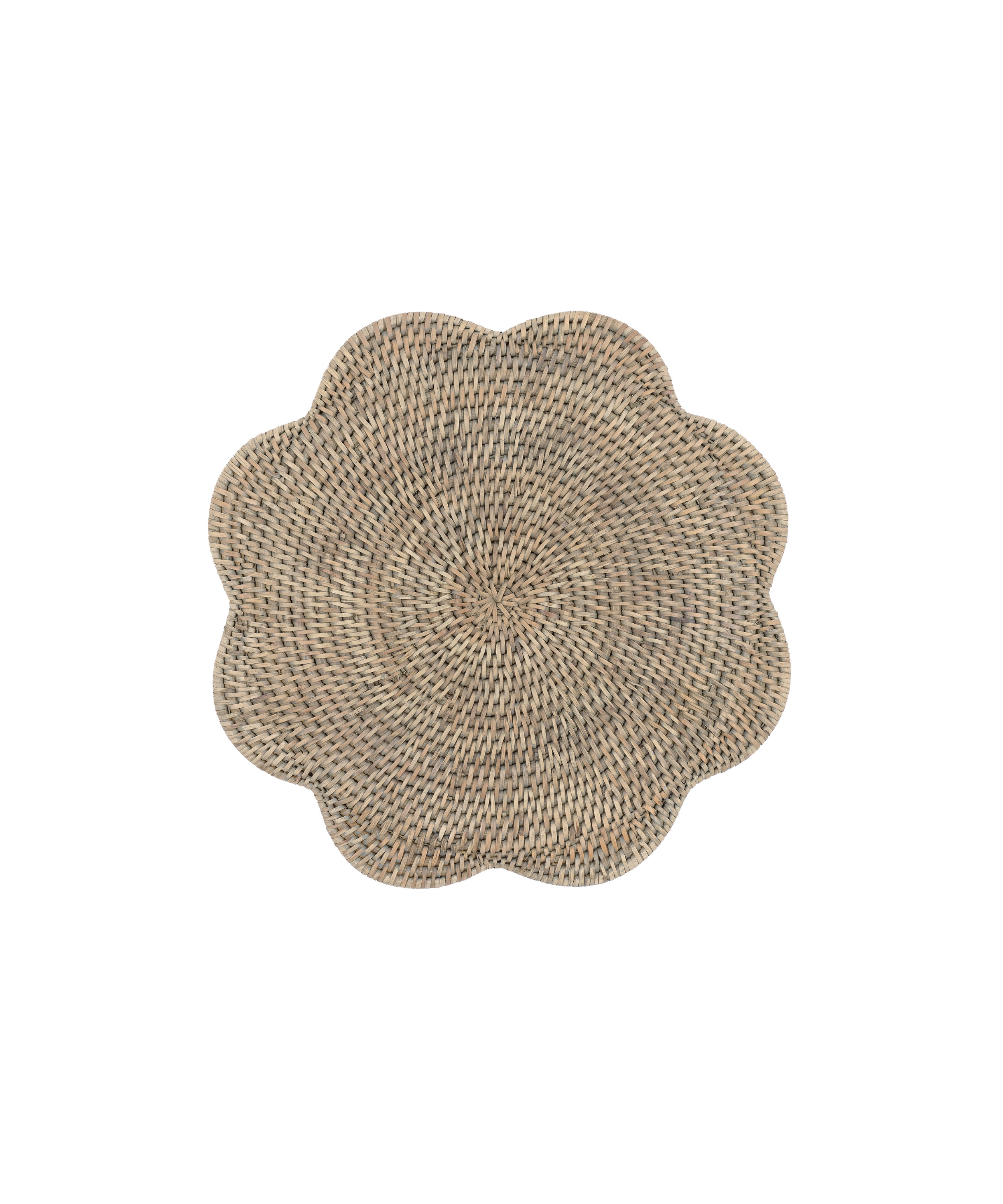 Rattan Scalloped Placemat, Taupe, Cut Out