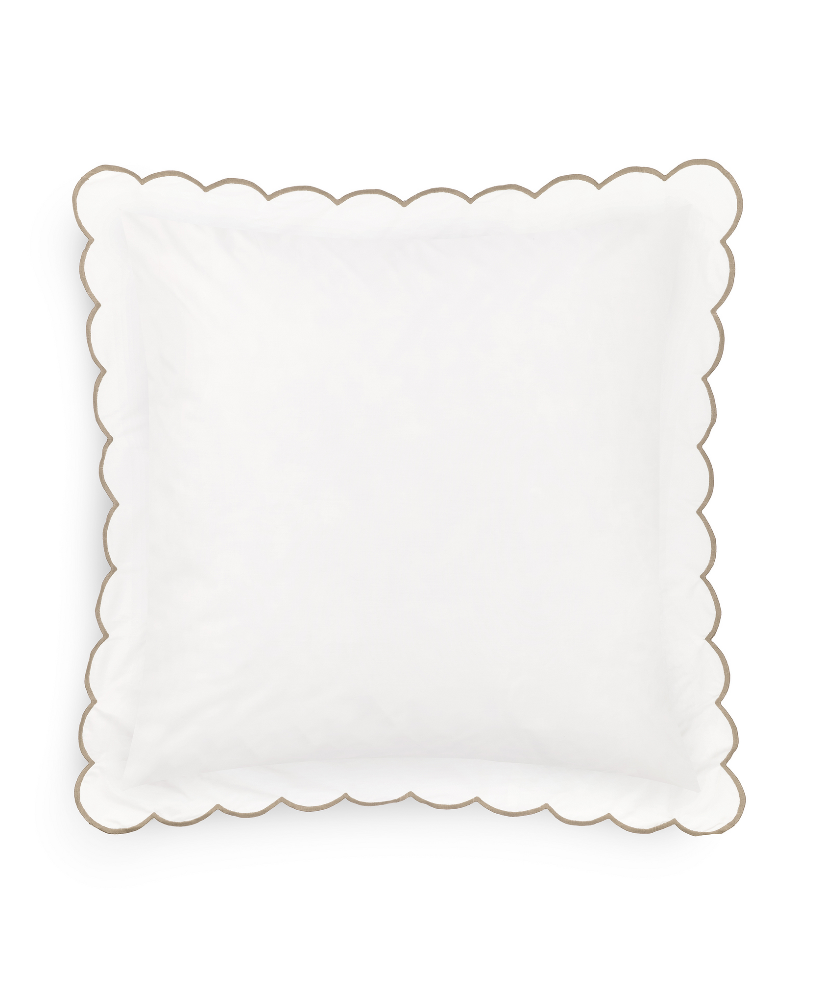 Annabelle Scalloped Square Pillowcase, Taupe, Cut Out