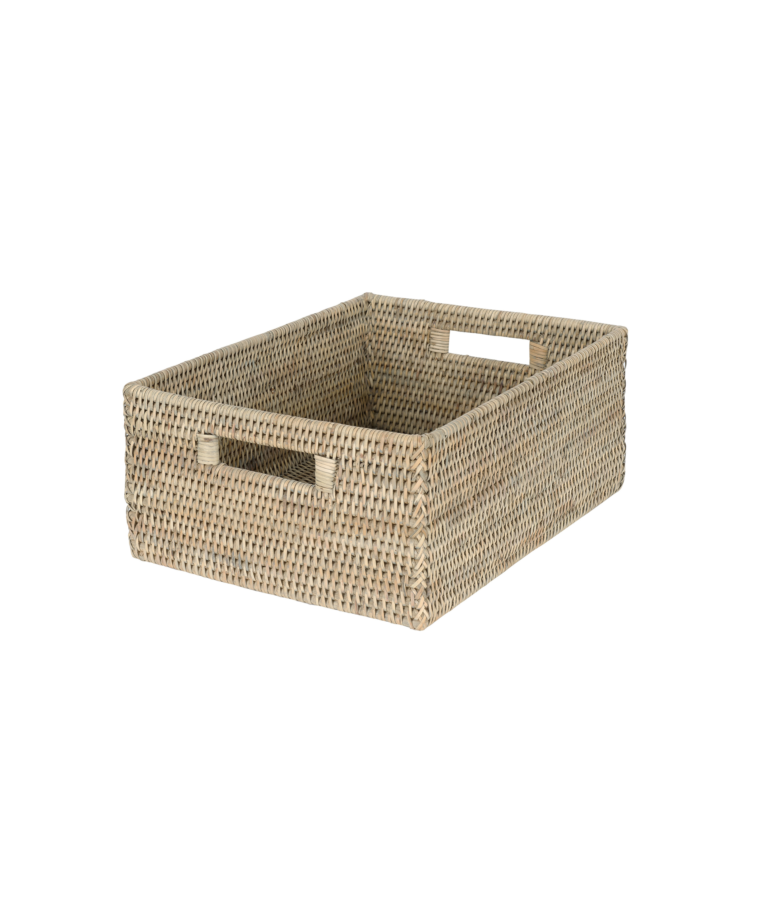 Rattan Rectangular Storage Baskets, Taupe, Medium