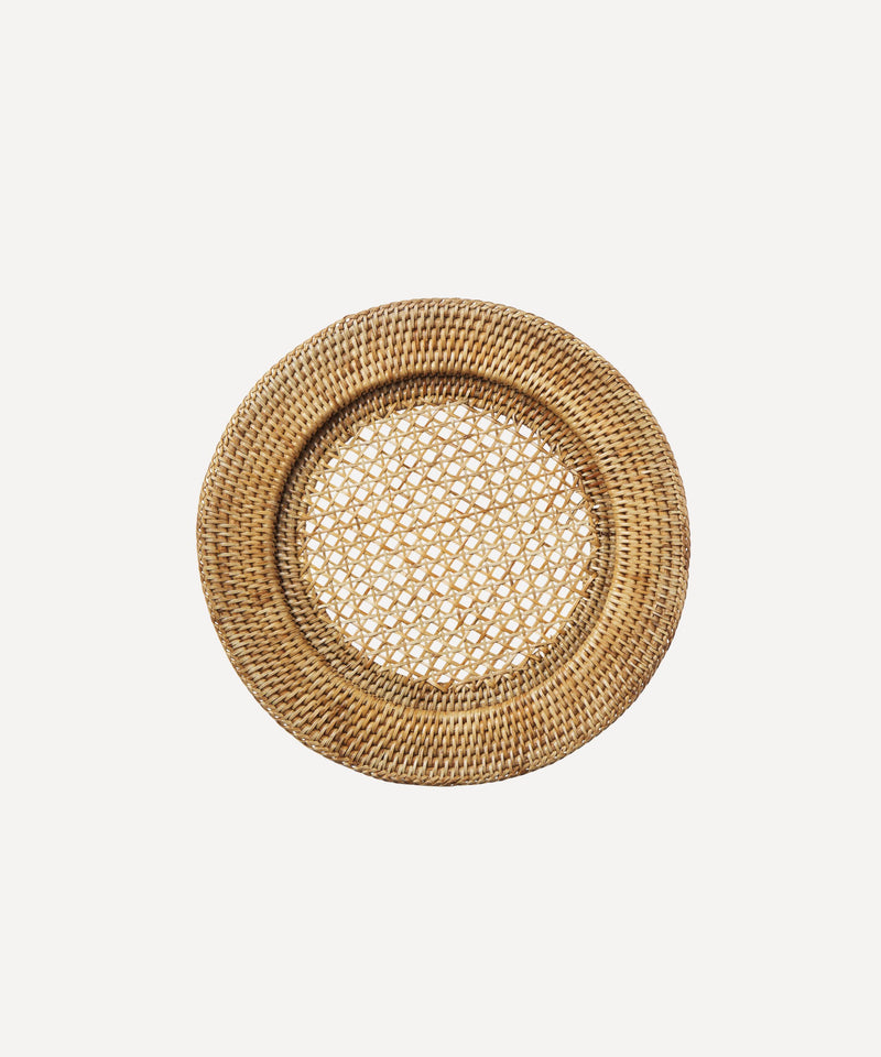 REBECCA UDALL HAND WOVEN natural BROWN RATTAN WICKER CHARGER PLATE PLACEMAT