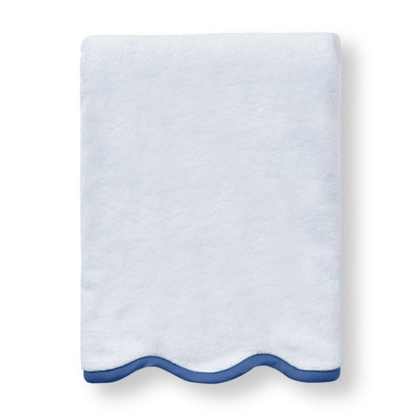 Luxury scalloped Egyptian cotton denim blue Custom Scalloped Bath towel