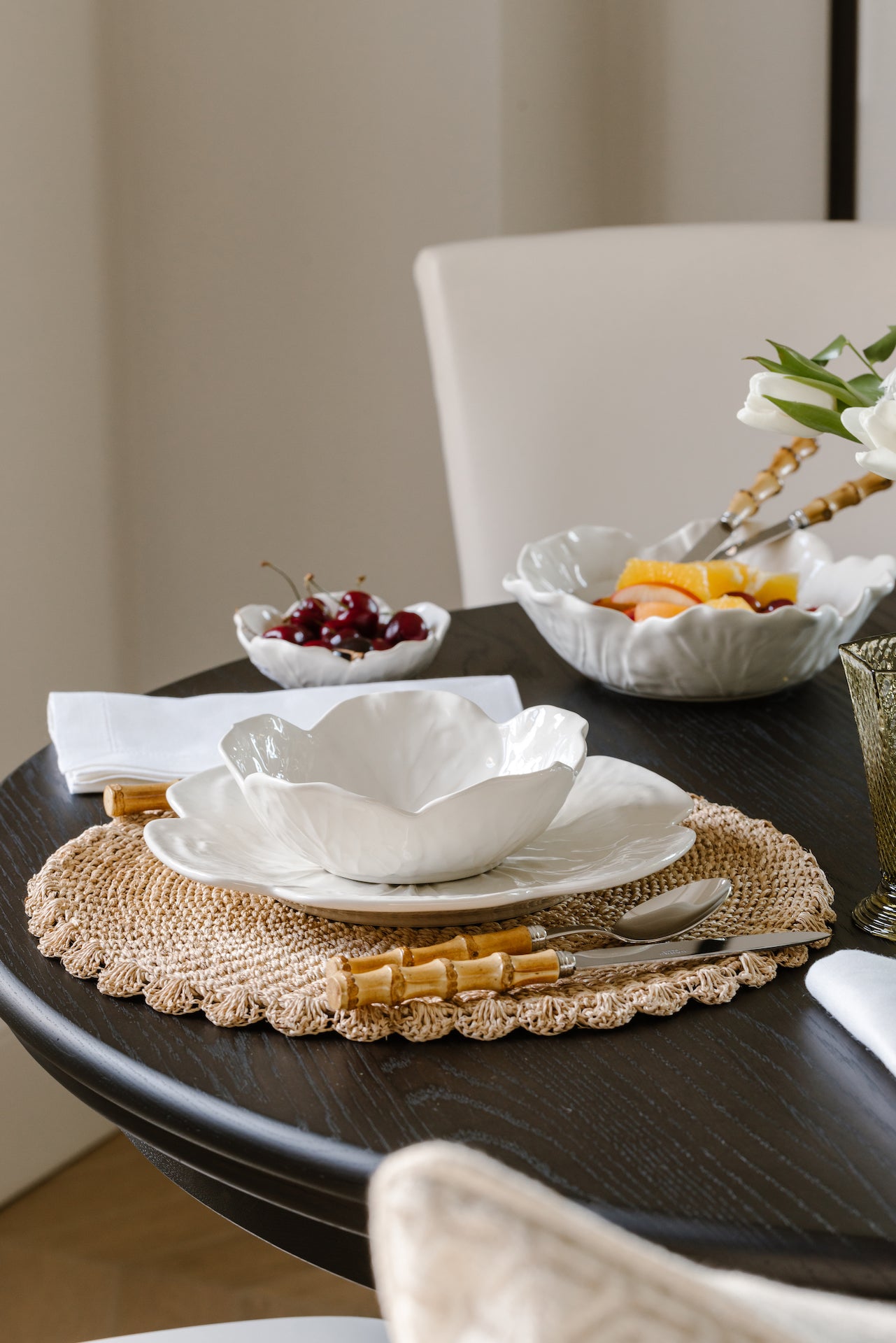 Rebecca Udall Scalloped Handwoven Abaca Placemat Place Setting