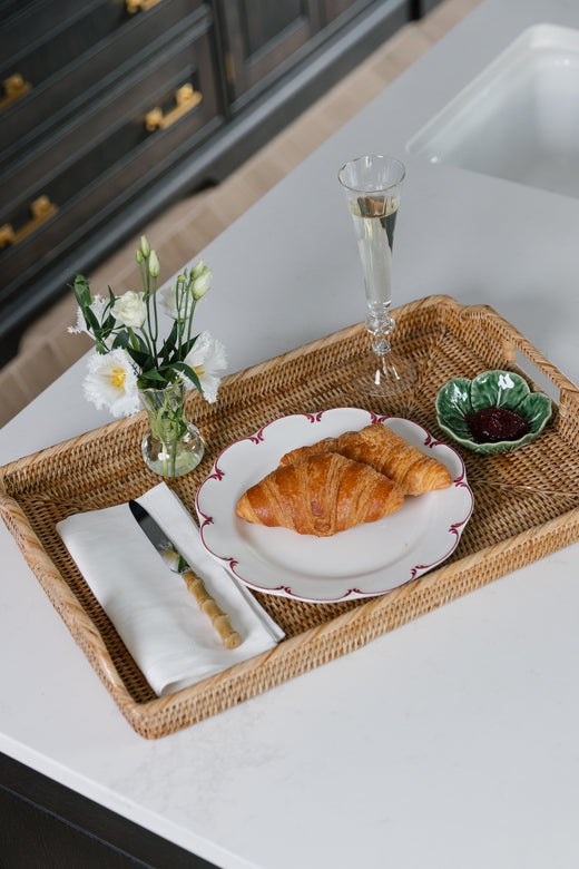 Rebecca Udall, Rattan Breakfast Serving Tray with the Olivia Dessert Plate