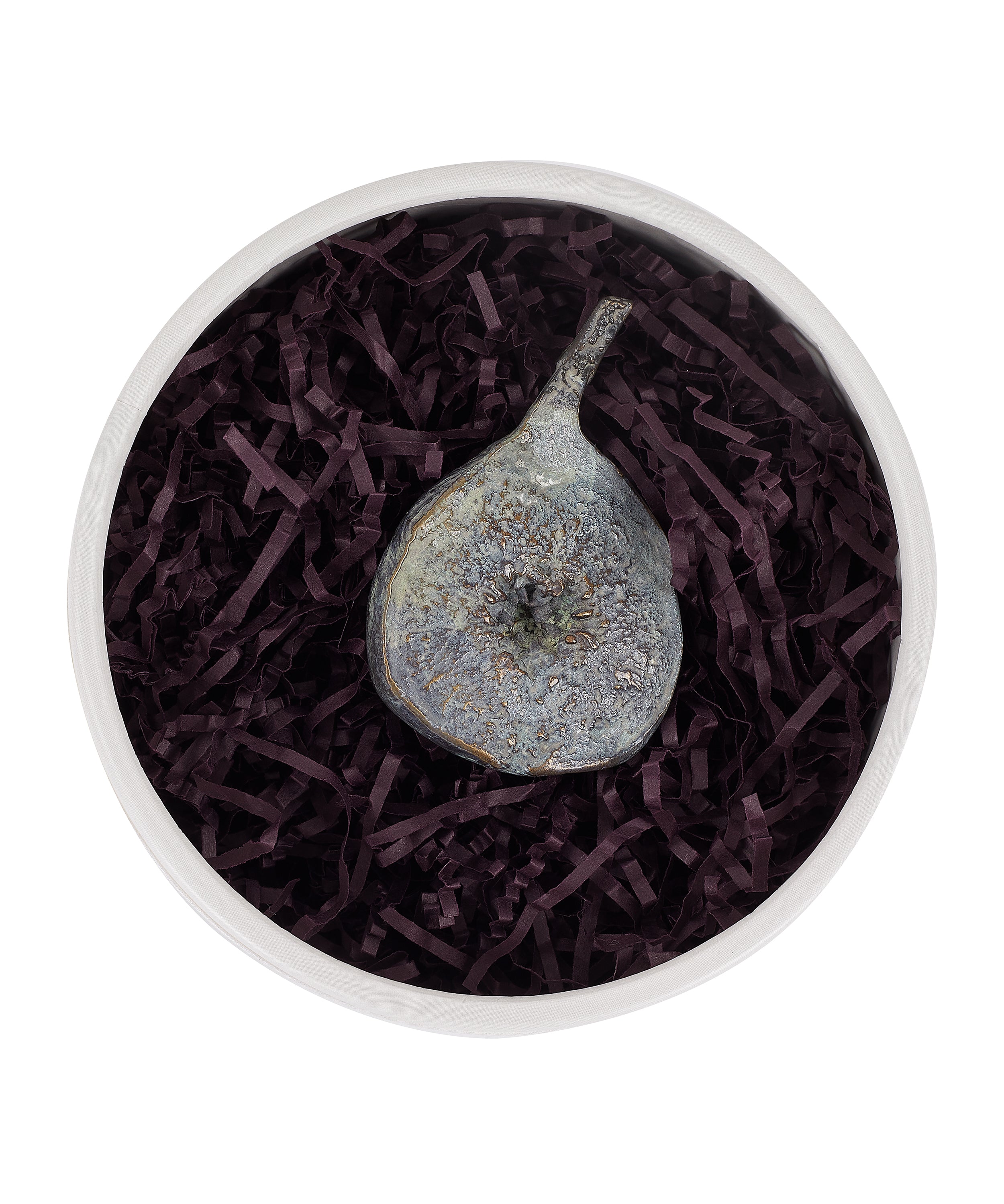 Rebecca Udall Bronze Verdigris Fig Sculpture, Half Packaging